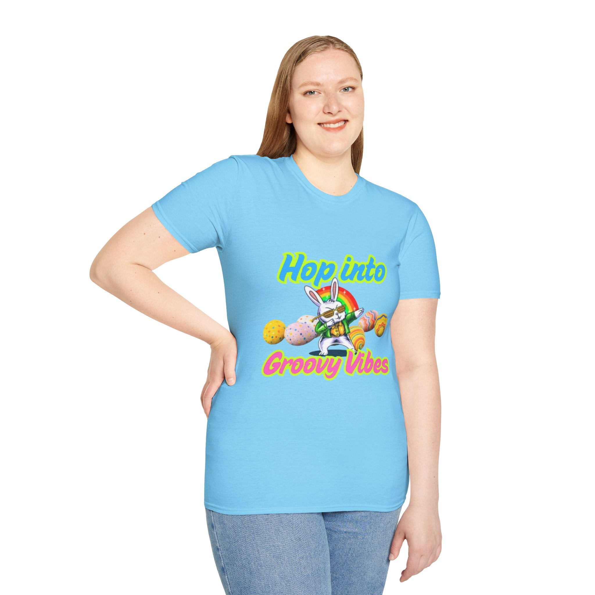 Hop Into Groovy Vibes Bunny Unisex Softstyle T-Shirt