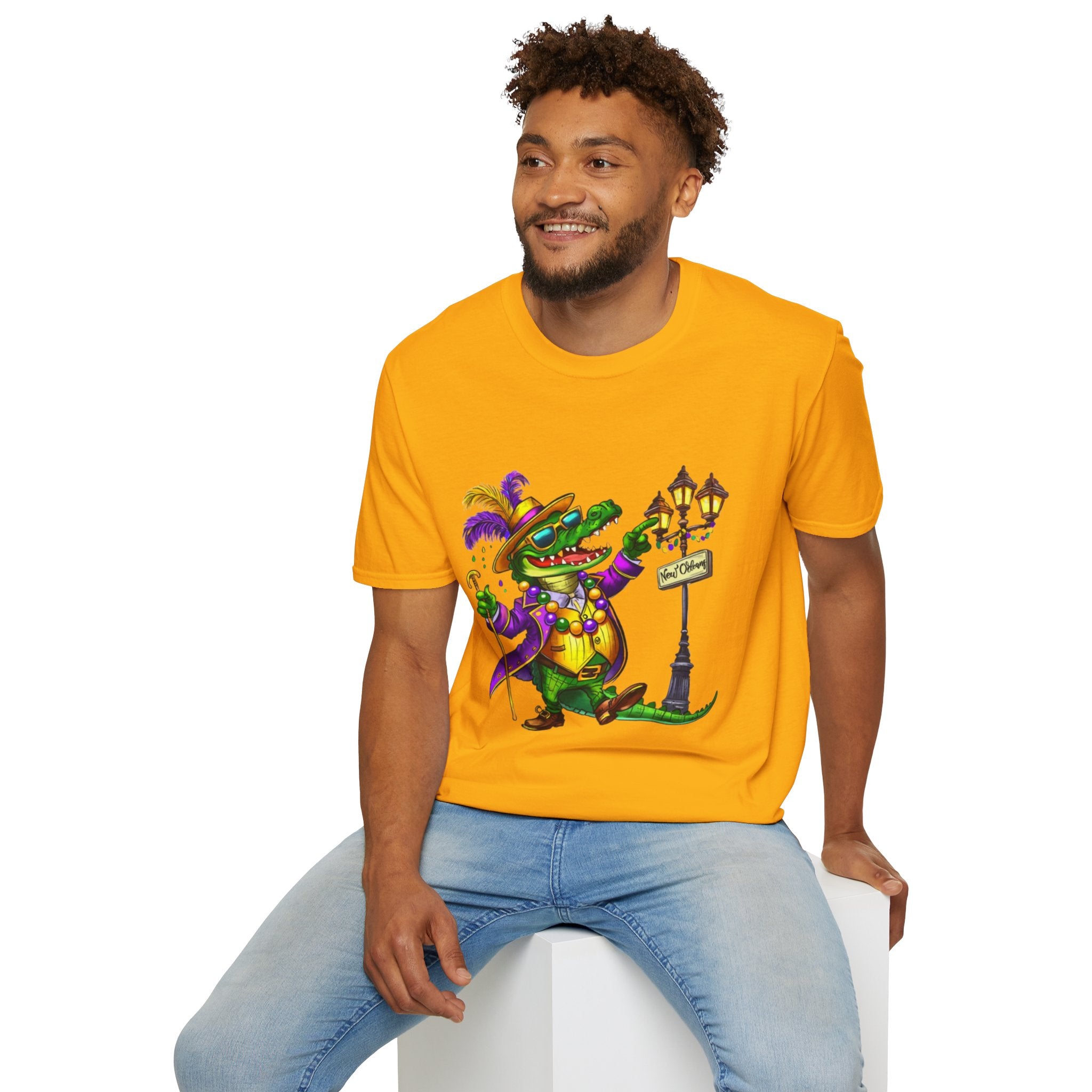 Mardi Gras Gator Unisex Softstyle T-Shirt