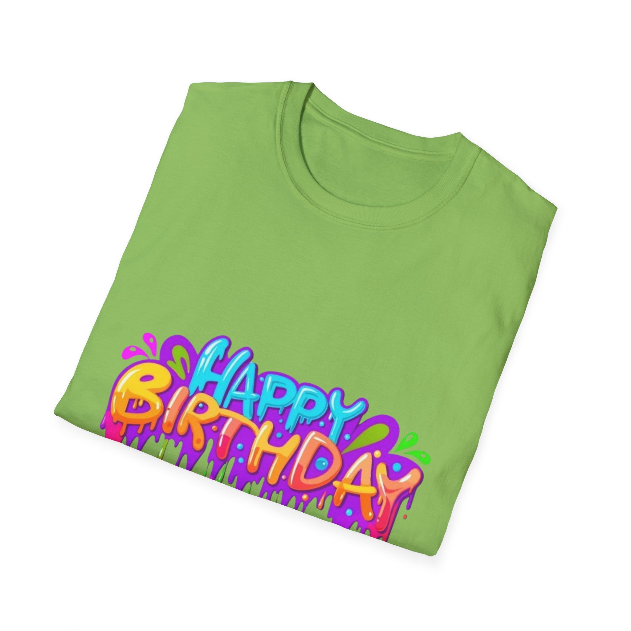 Happy Birthday Unisex Softstyle Short Sleeve T-Shirt Personalize It!