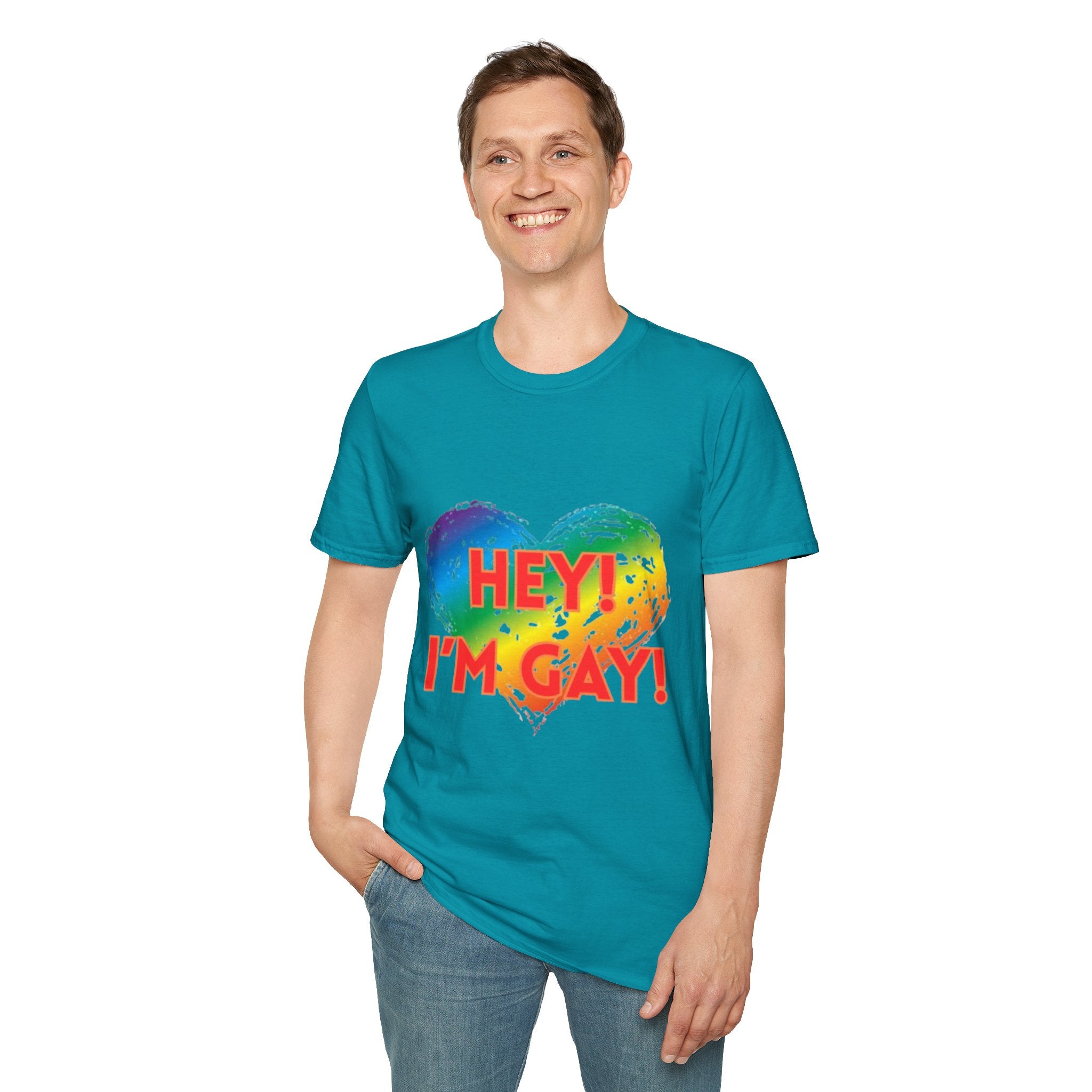 Hey I'm Gay! Unisex Softstyle T-Shirt