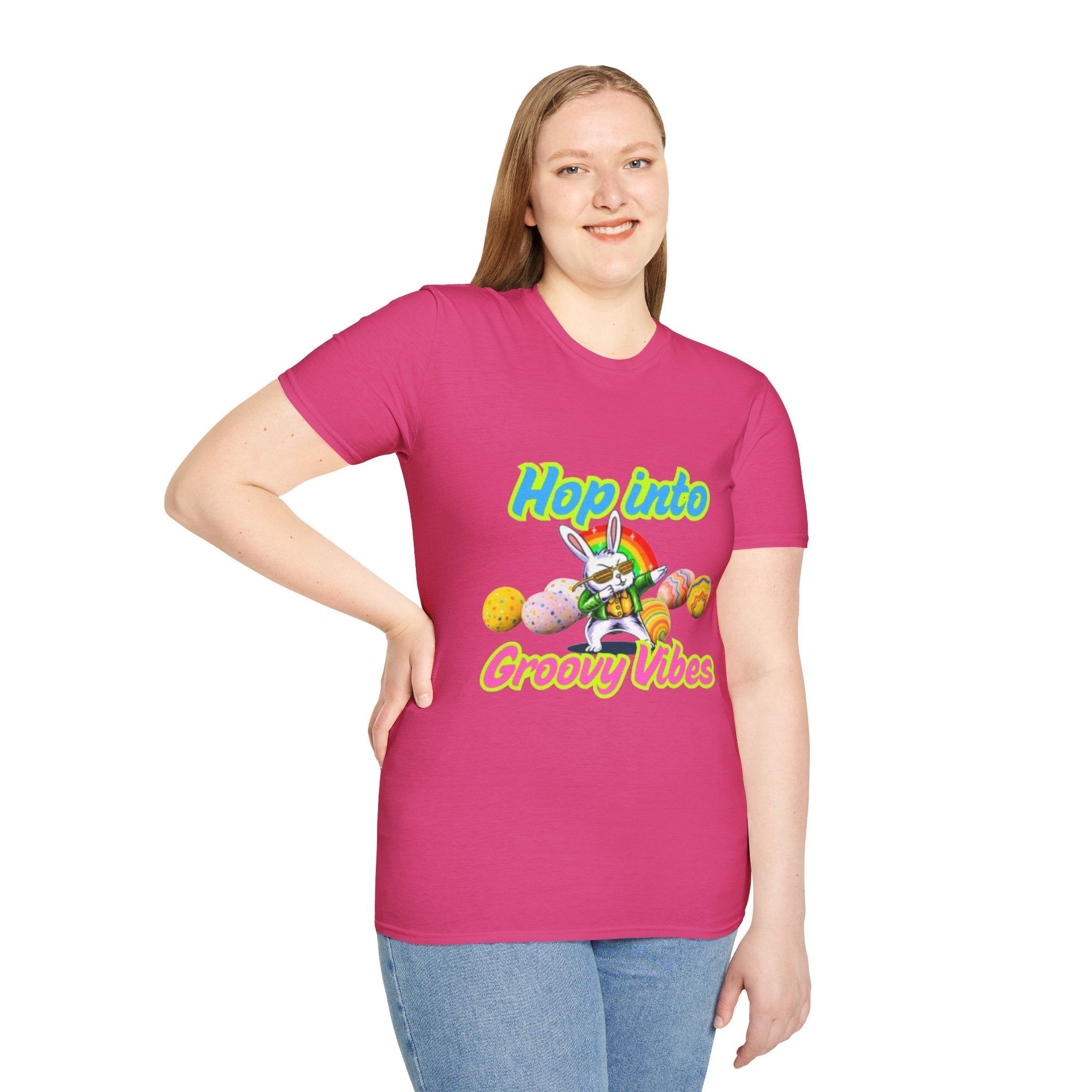 Hop Into Groovy Vibes Bunny Unisex Softstyle T-Shirt