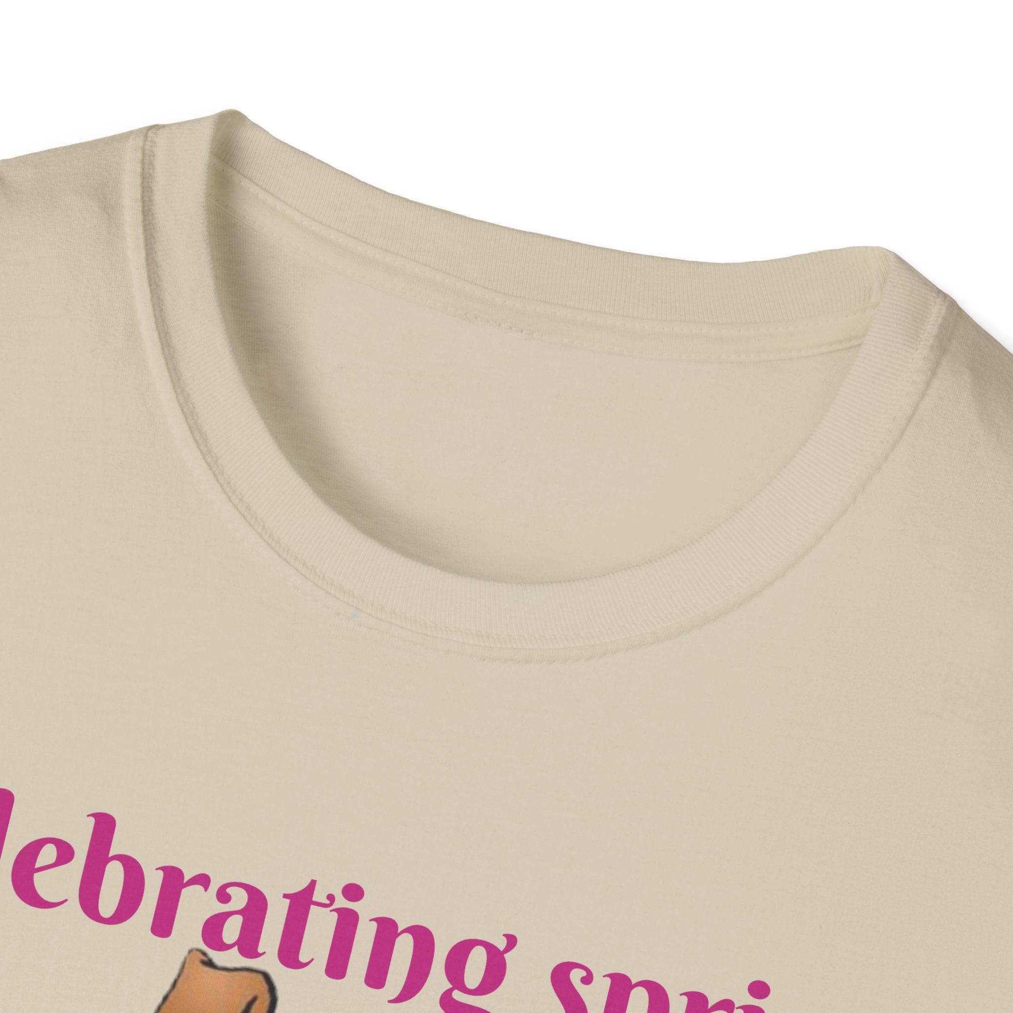 Celebrating Spring With Flowers And Friends Bunny Unisex Softstyle T-Shirt