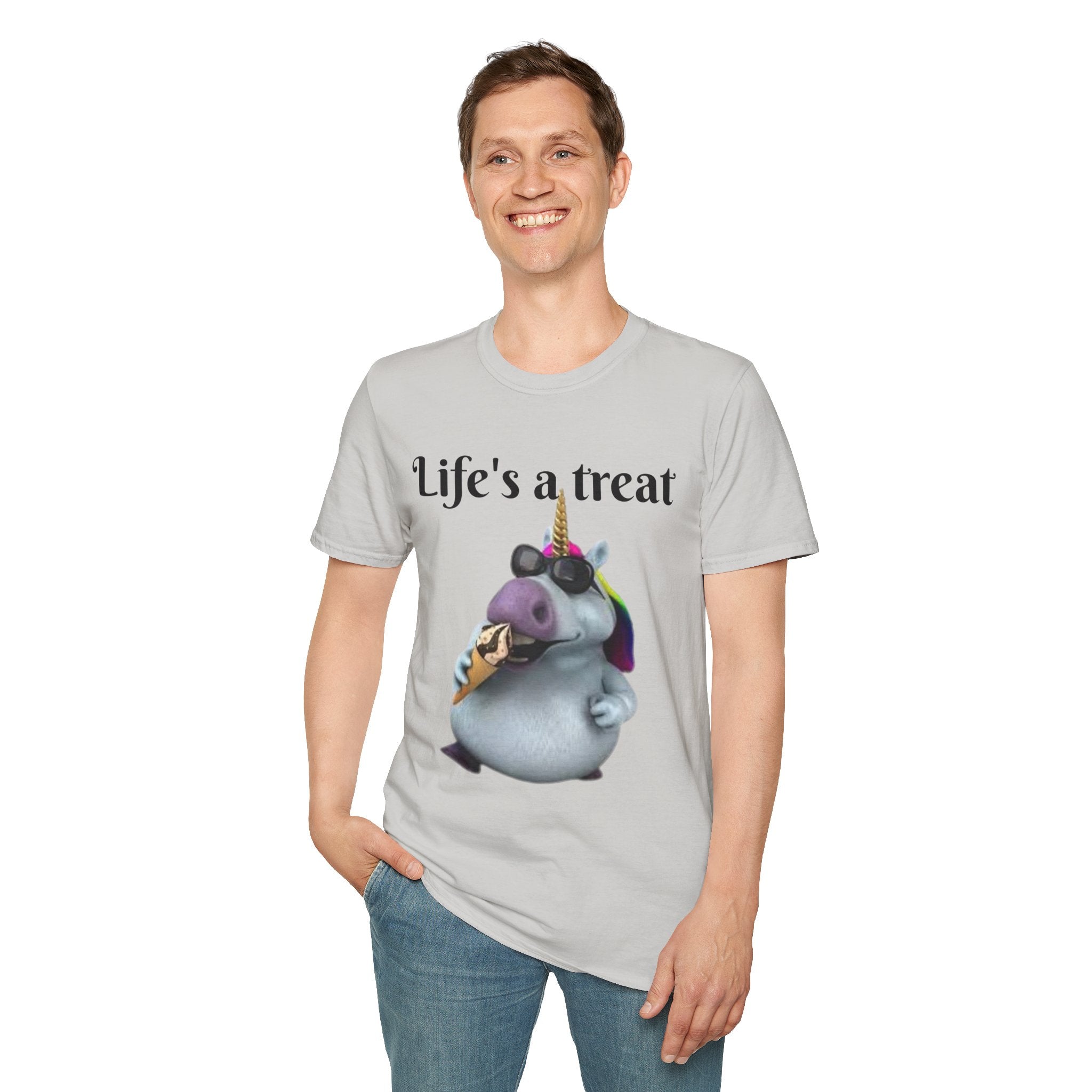 Life's A Treat Unicorn Unisex Softstyle T-Shirt