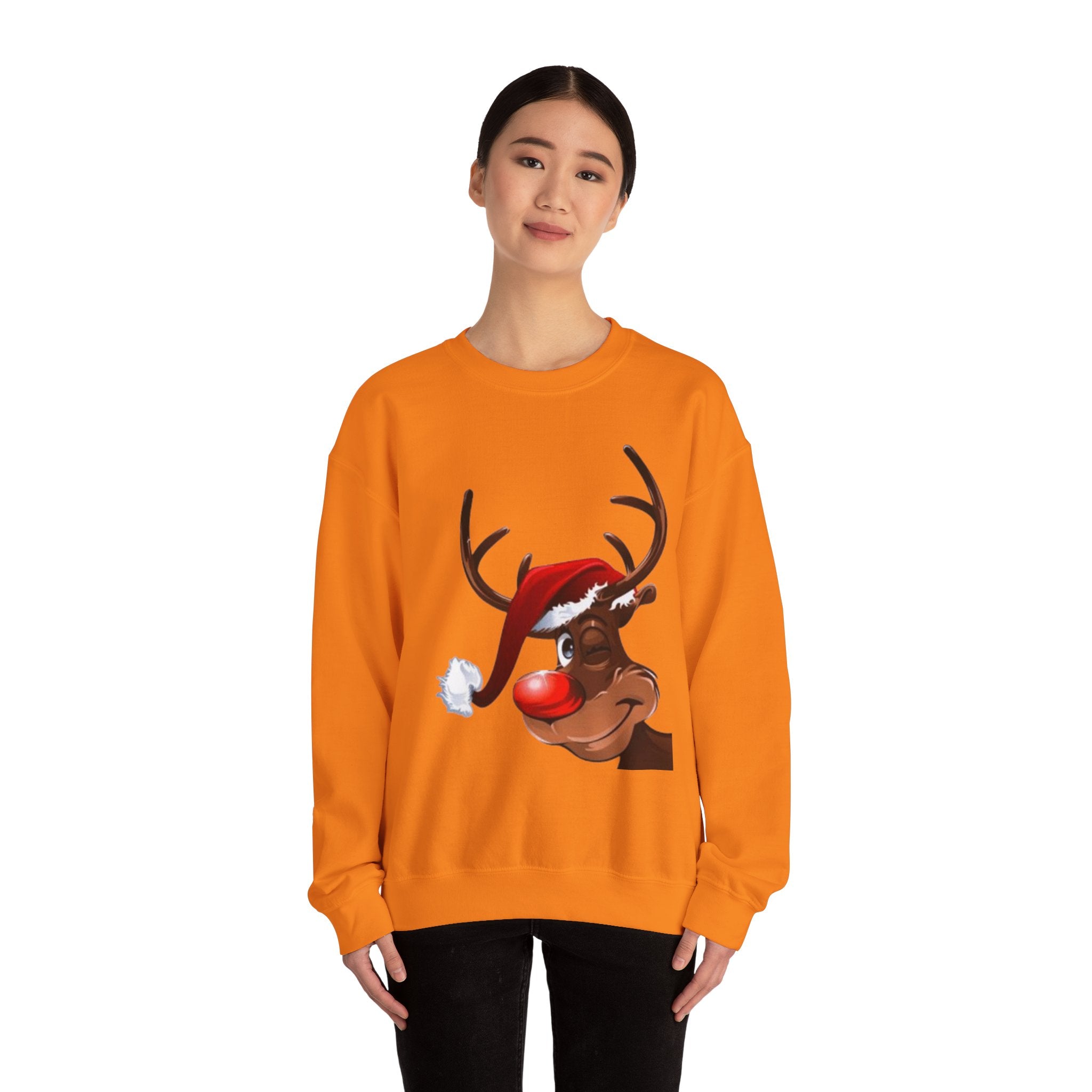 Festive Reindeer Unisex Heavy Blend™ Crewneck Sweatshirt