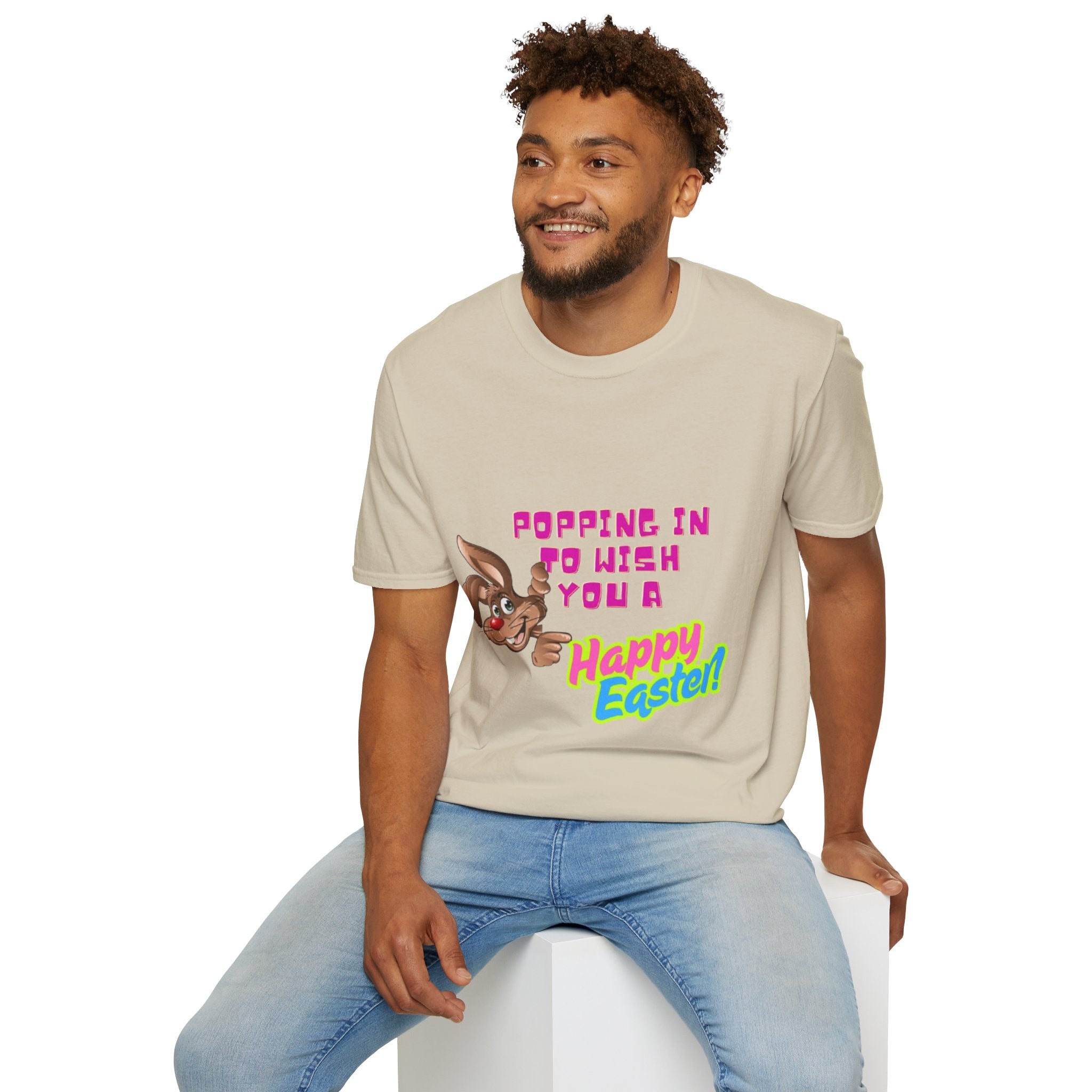 Popping In To Wish You A Happy Easter Bunny Unisex Softstyle T-Shirt