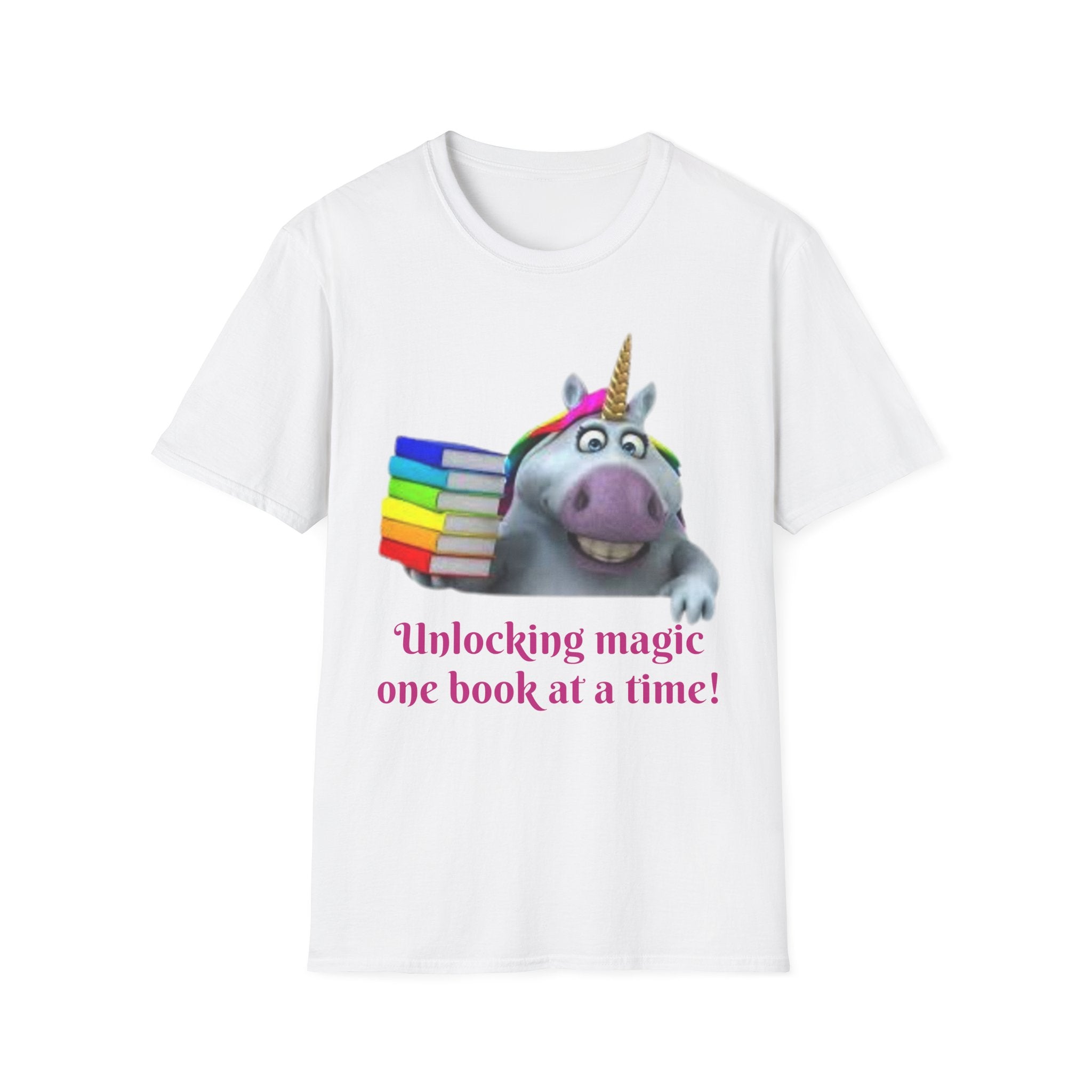 Unlocking Magic, One Book At A Time! Unicorn Unisex Softstyle T-Shirt