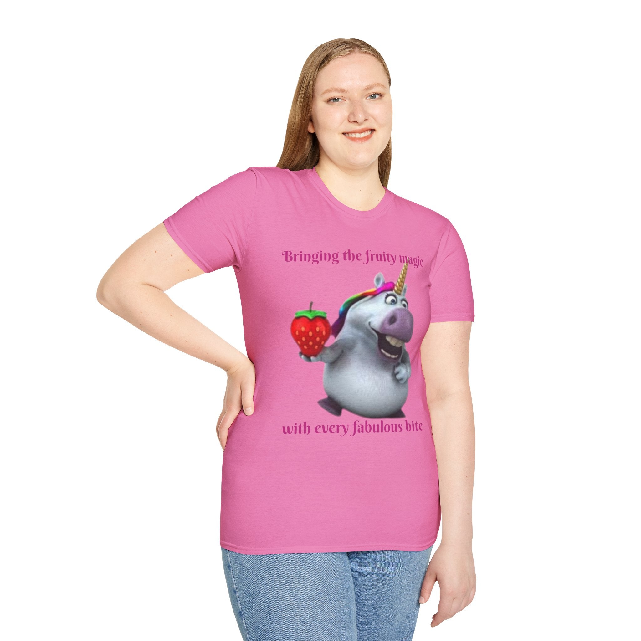Bringing The Fruity Magic With Every Fabulous Bite Unicorn Unisex Softstyle T-Shirt