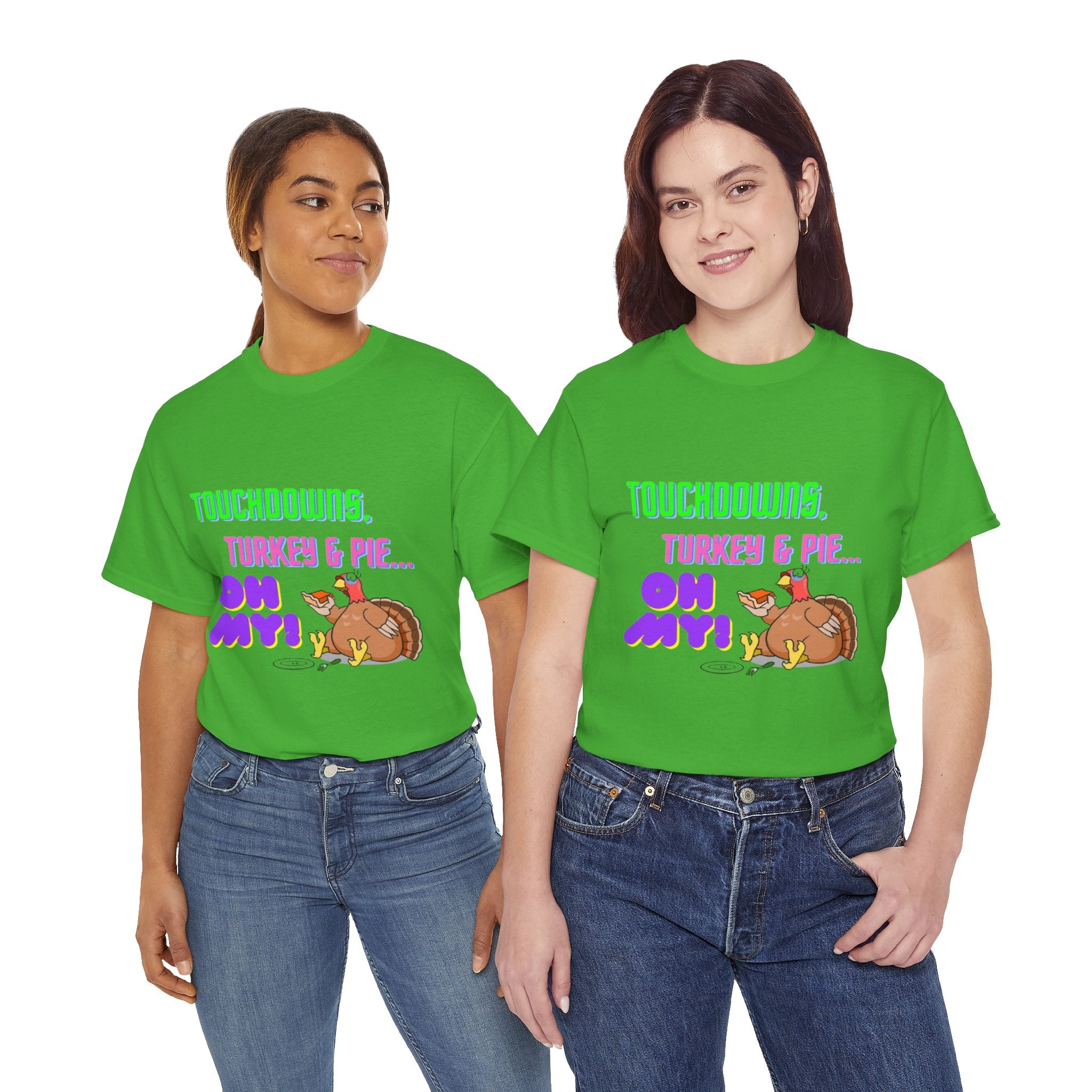 Touchdowns, Turkey & Pie Oh My! Unisex Heavy Cotton T-Shirt