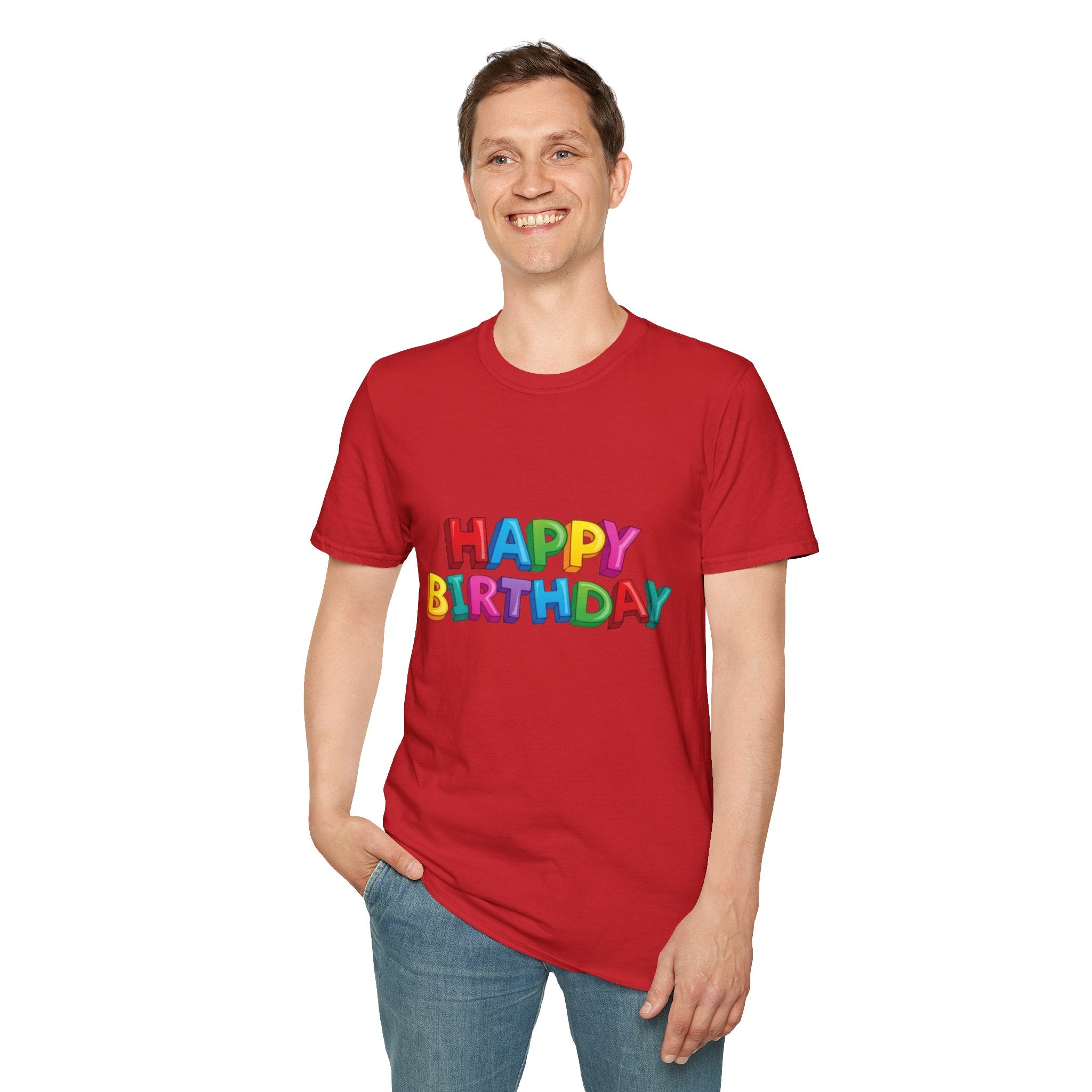 Happy Birthday Unisex Softstyle T-Shirt-Personalize It!