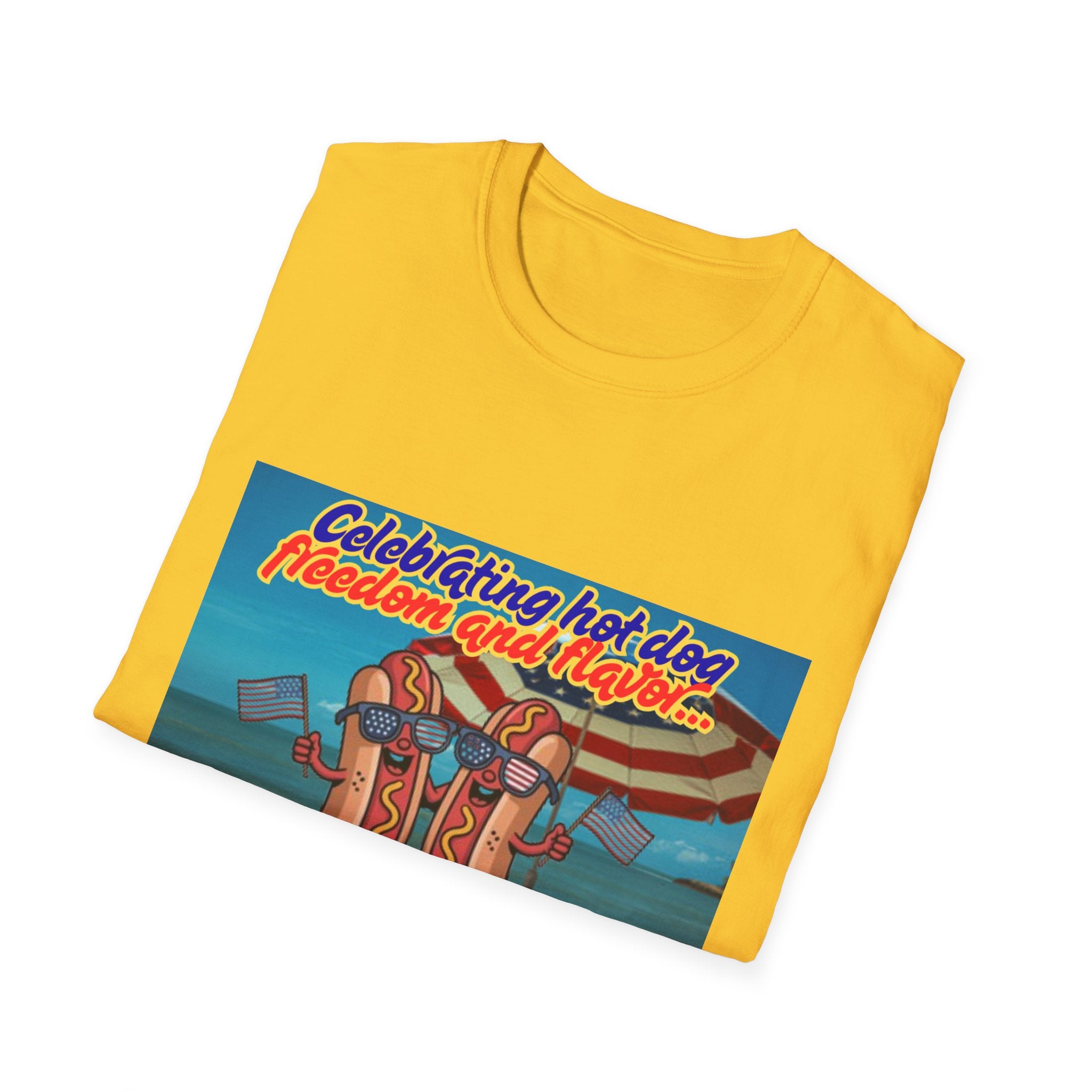 Celebrating Hot Dog Freedom And Flavor Summer Style! Unisex Softstyle T-Shirt