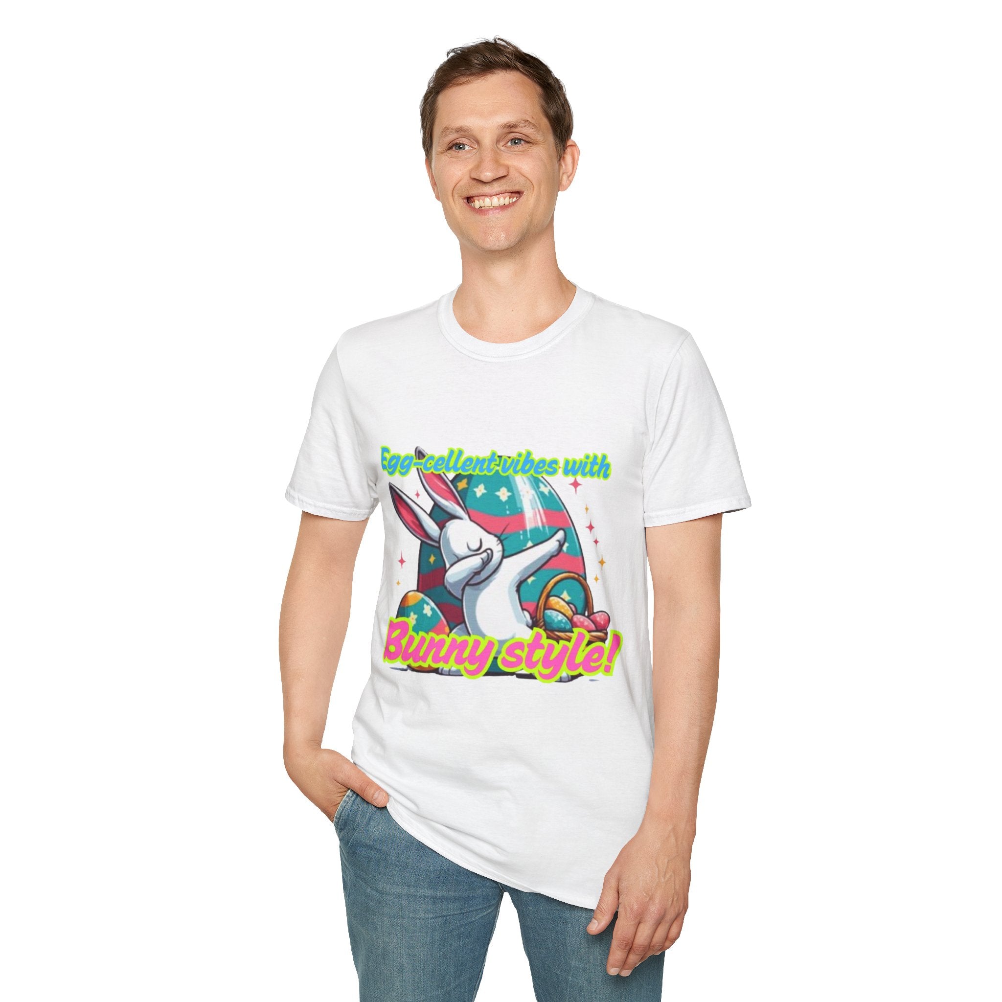 Egg-cellent Vibes With Bunny Style Unisex Softstyle T-Shirt