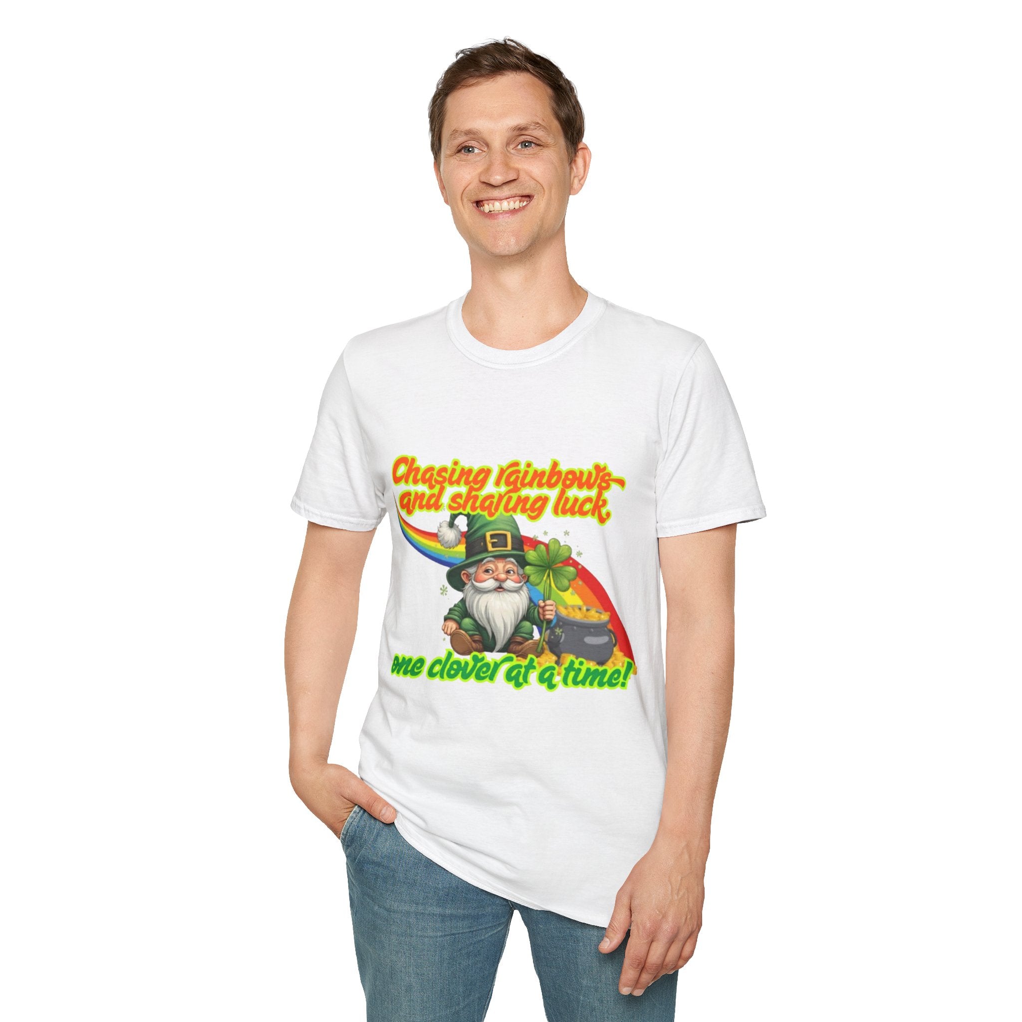 Chasing Rainbows And Sharing Luck, One Clover At A Time! Unisex Softstyle T-Shirt