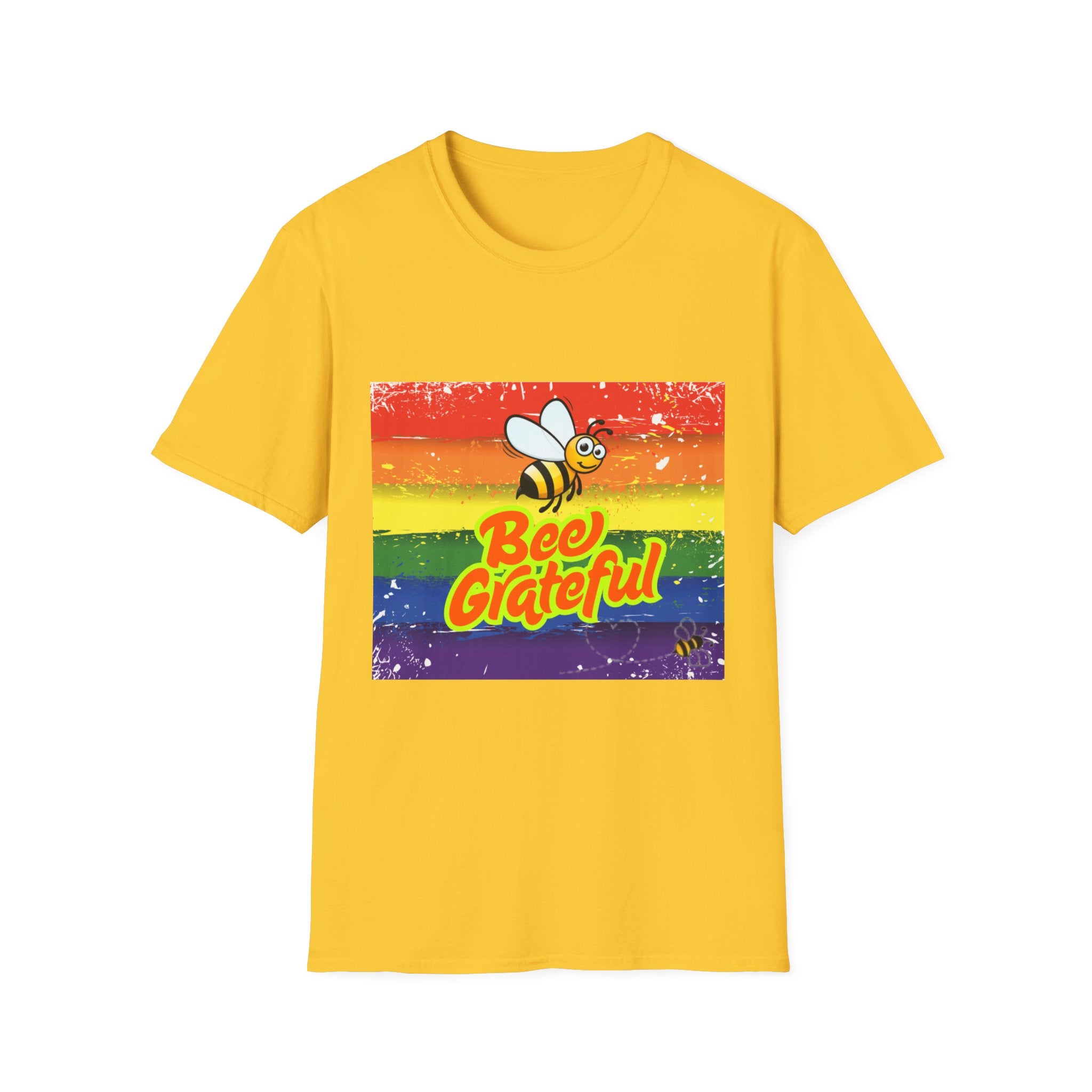 Bee Grateful Rainbow Unisex Softstyle T-Shirt