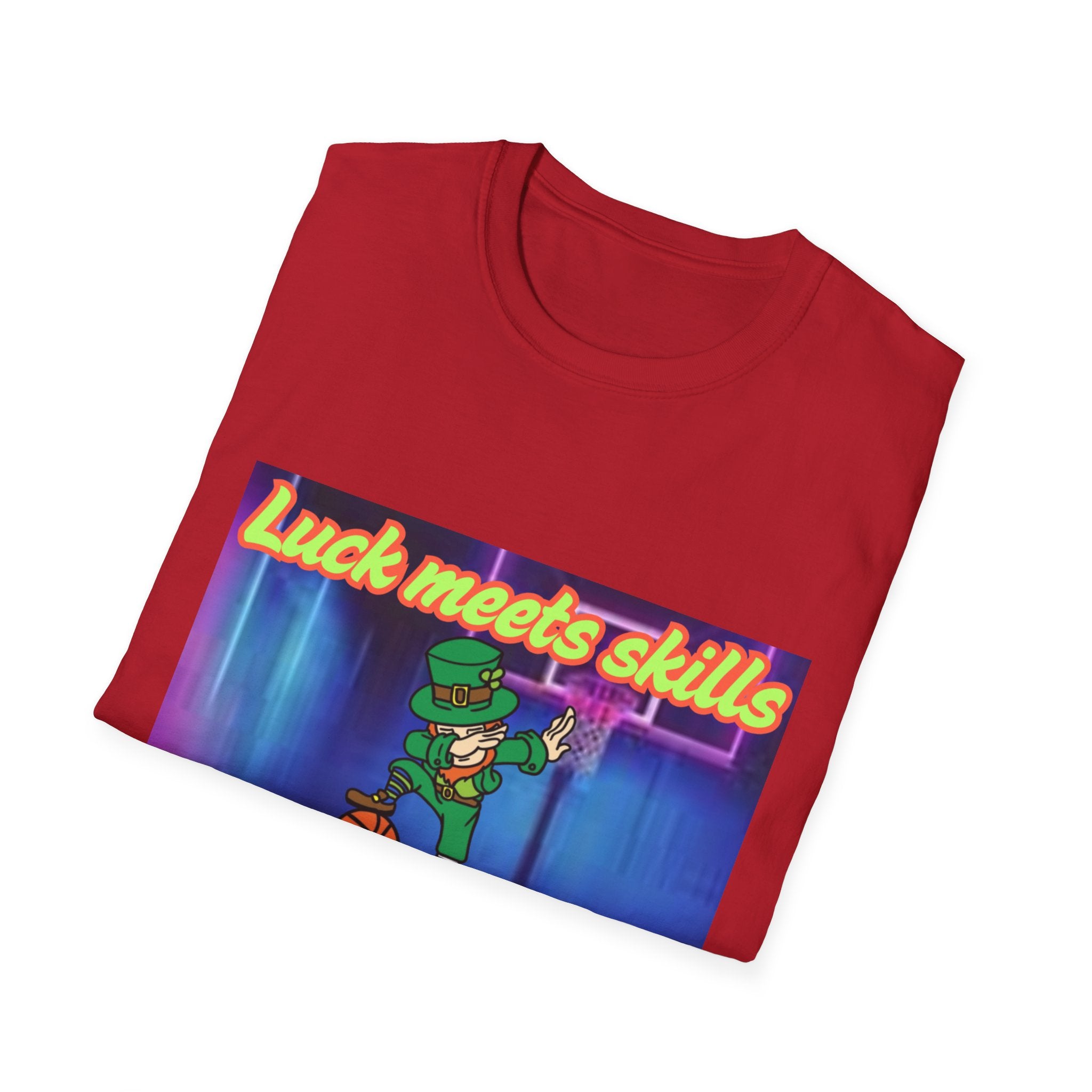 Luck Meets Skills Dabbing Into A Slam Dunk! Unisex Softstyle T-Shirt
