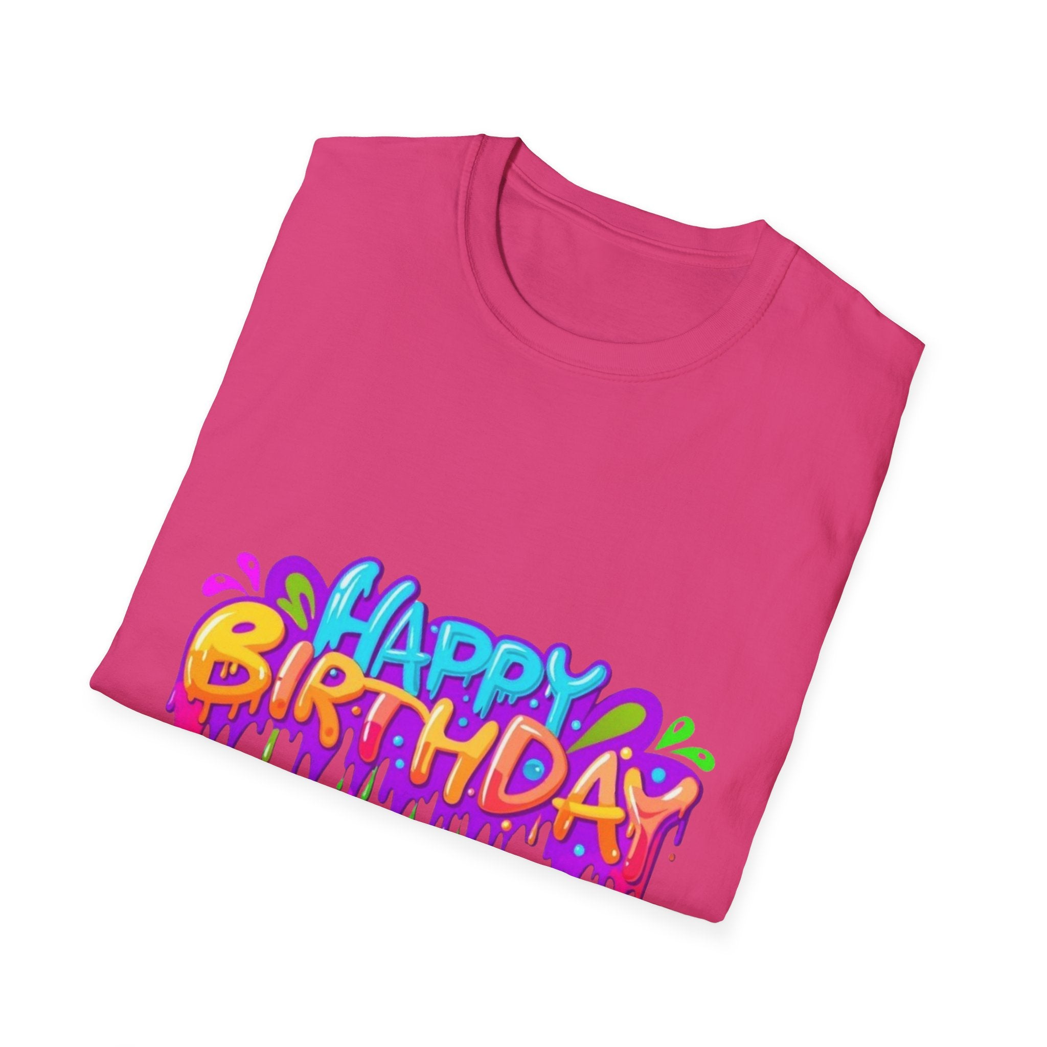 Happy Birthday Unisex Softstyle Short Sleeve T-Shirt Personalize It!