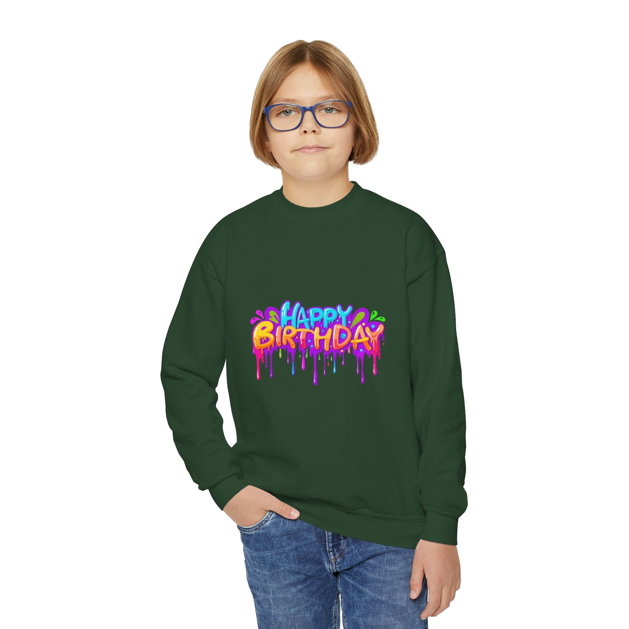 Happy Birthday Youth Crewneck Sweatshirt Personalize It!