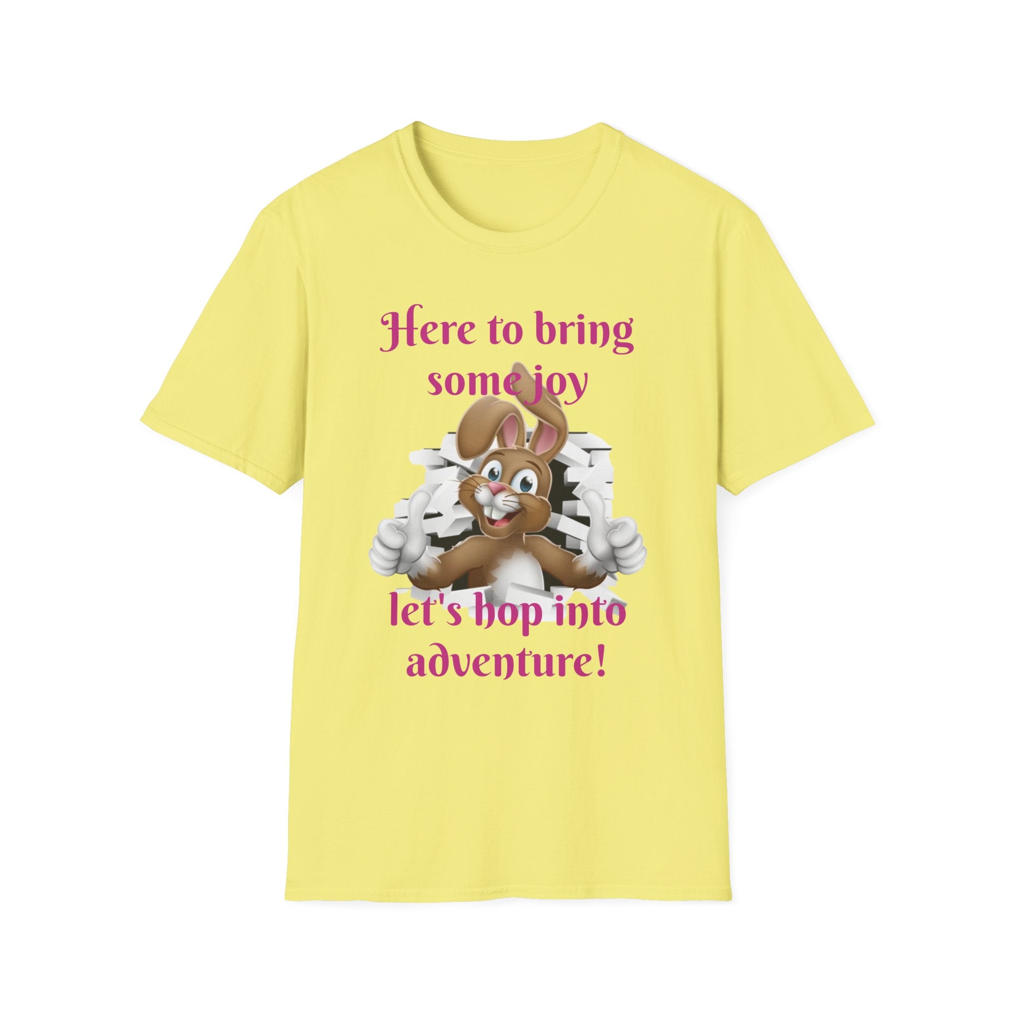 Here To Bring Some Joy Let's Hop Into Adventure Unisex Softstyle T-Shirt