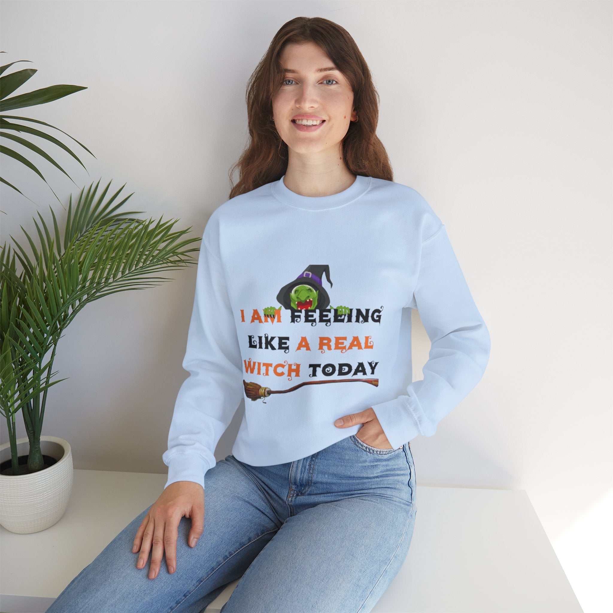 I Am Feeling Like A Real Witch Today Unisex Heavy Blend™ Crewneck Sweatshirt