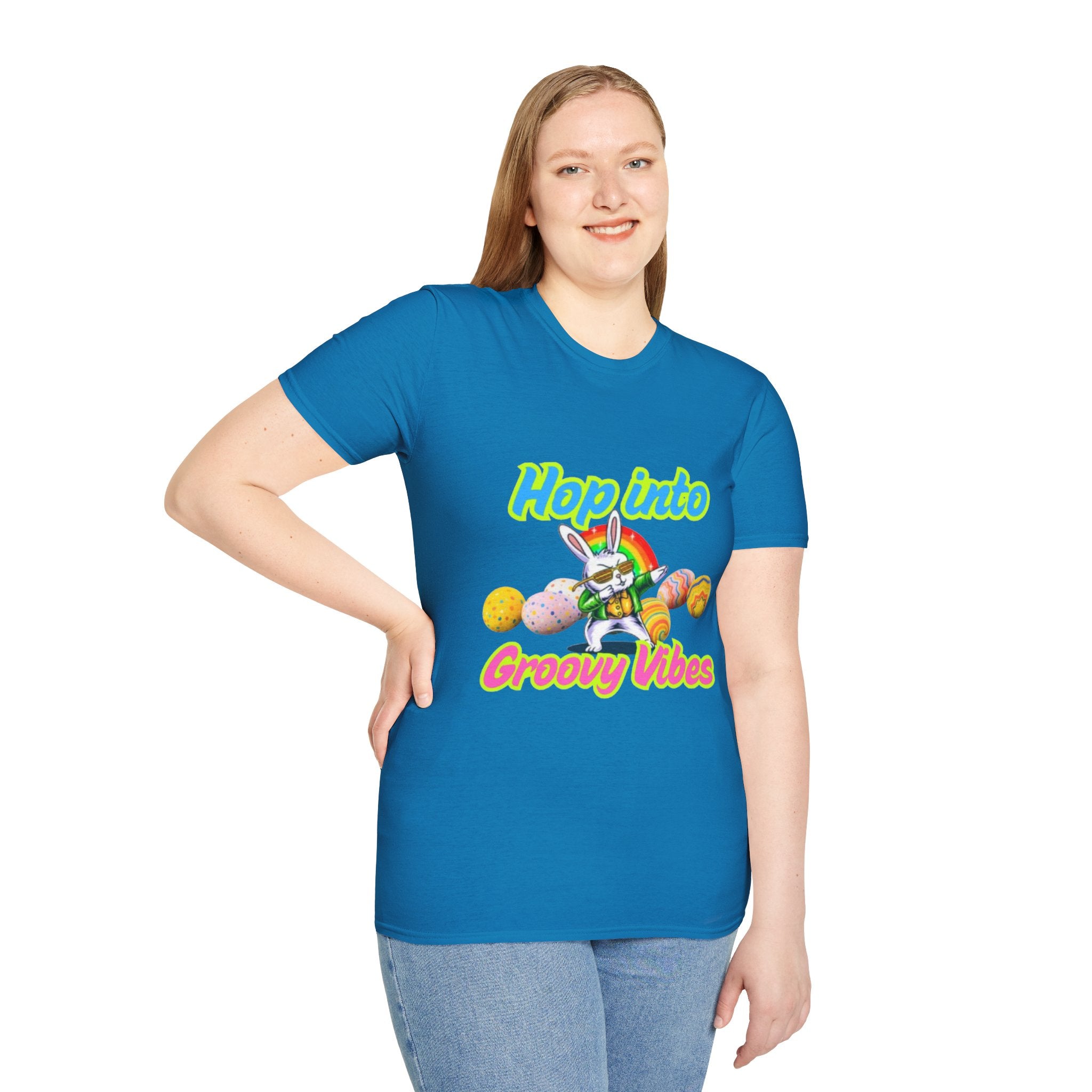 Hop Into Groovy Vibes Bunny Unisex Softstyle T-Shirt