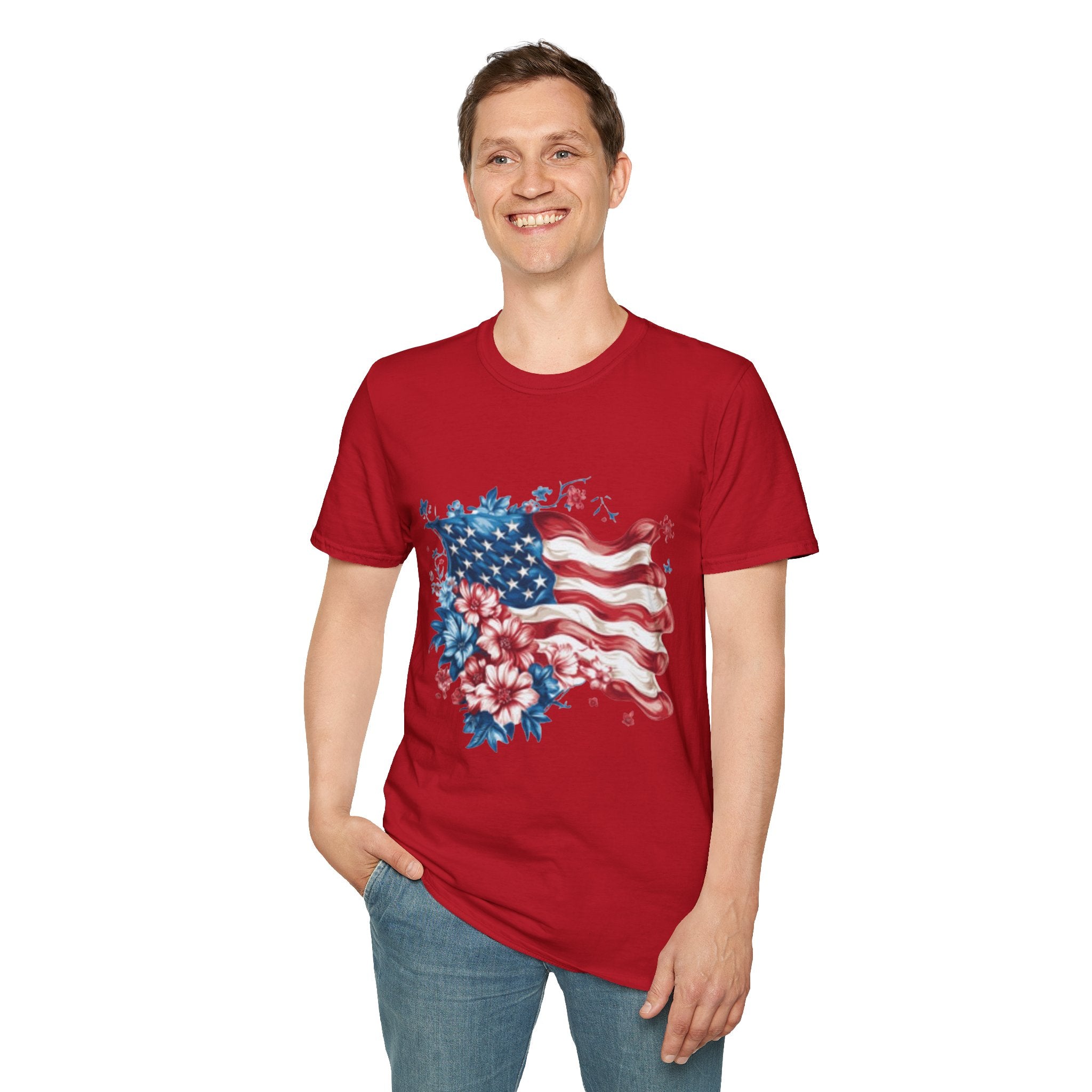 Patriotic USA Flag Unisex Softstyle T-Shirt