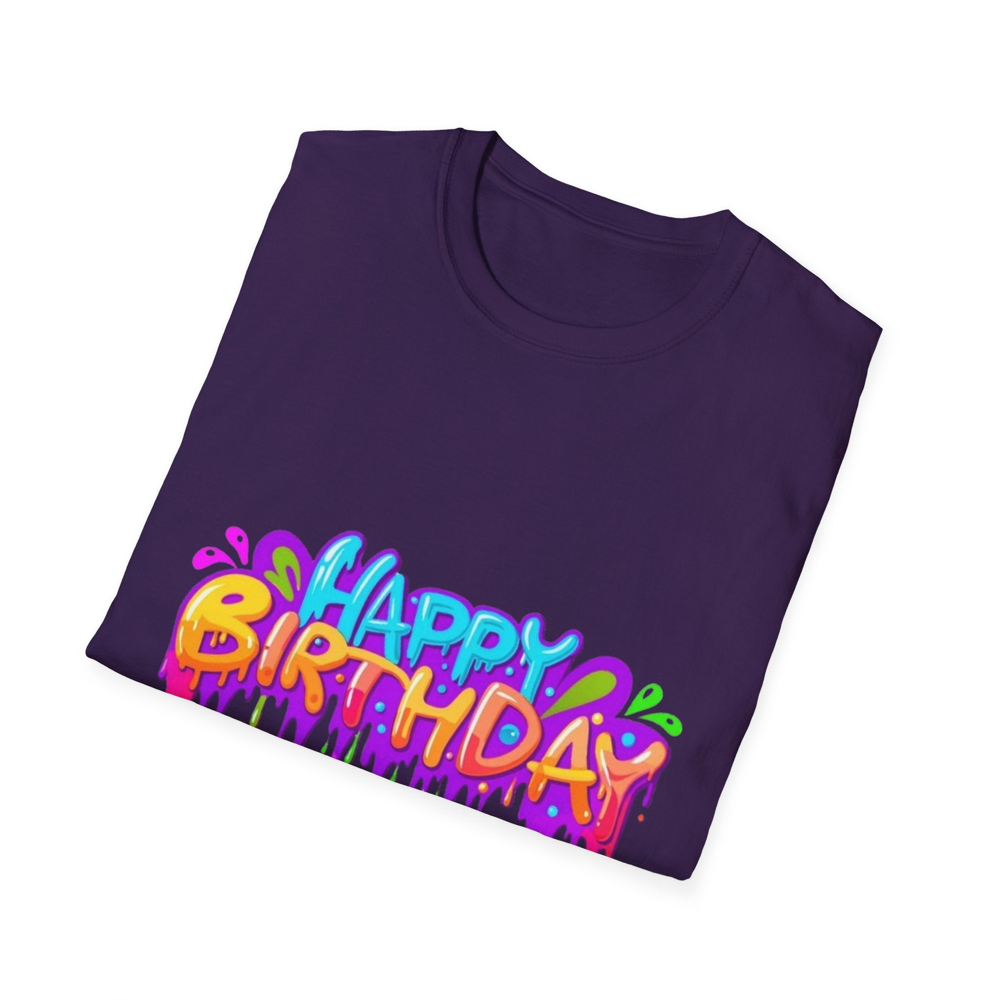 Happy Birthday Unisex Softstyle Short Sleeve T-Shirt Personalize It!