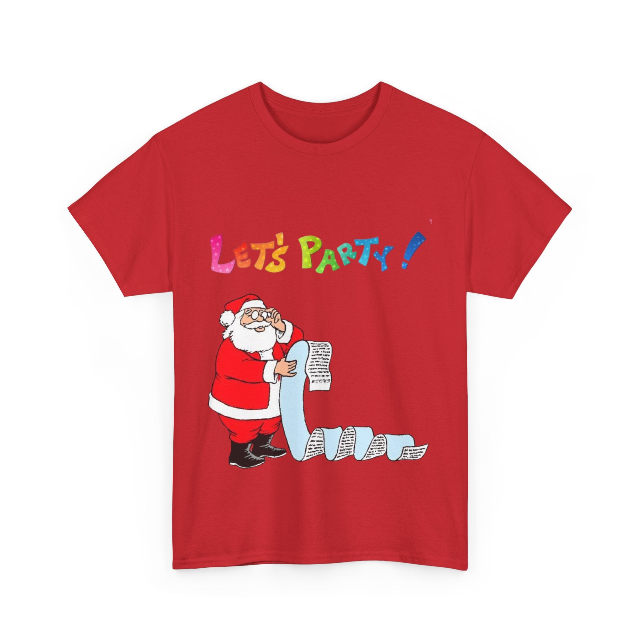 Let's Party! Santa Checking His List Unisex Heavy Cotton T-Shirt