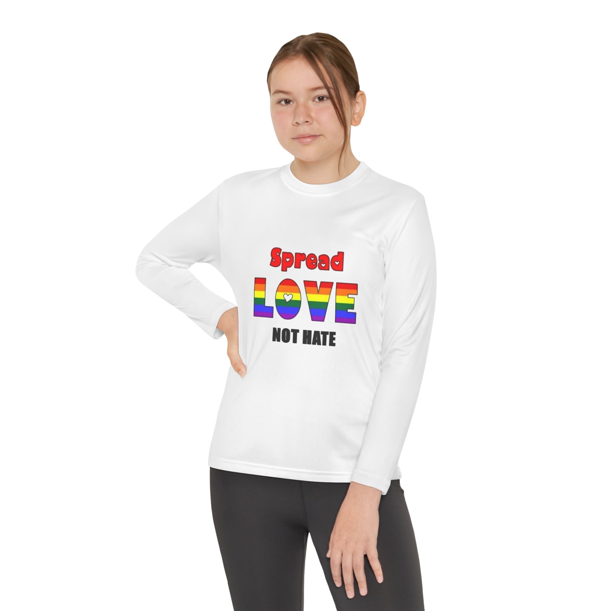Spread Love Not Hate Youth Long Sleeve Competitor T-Shirt