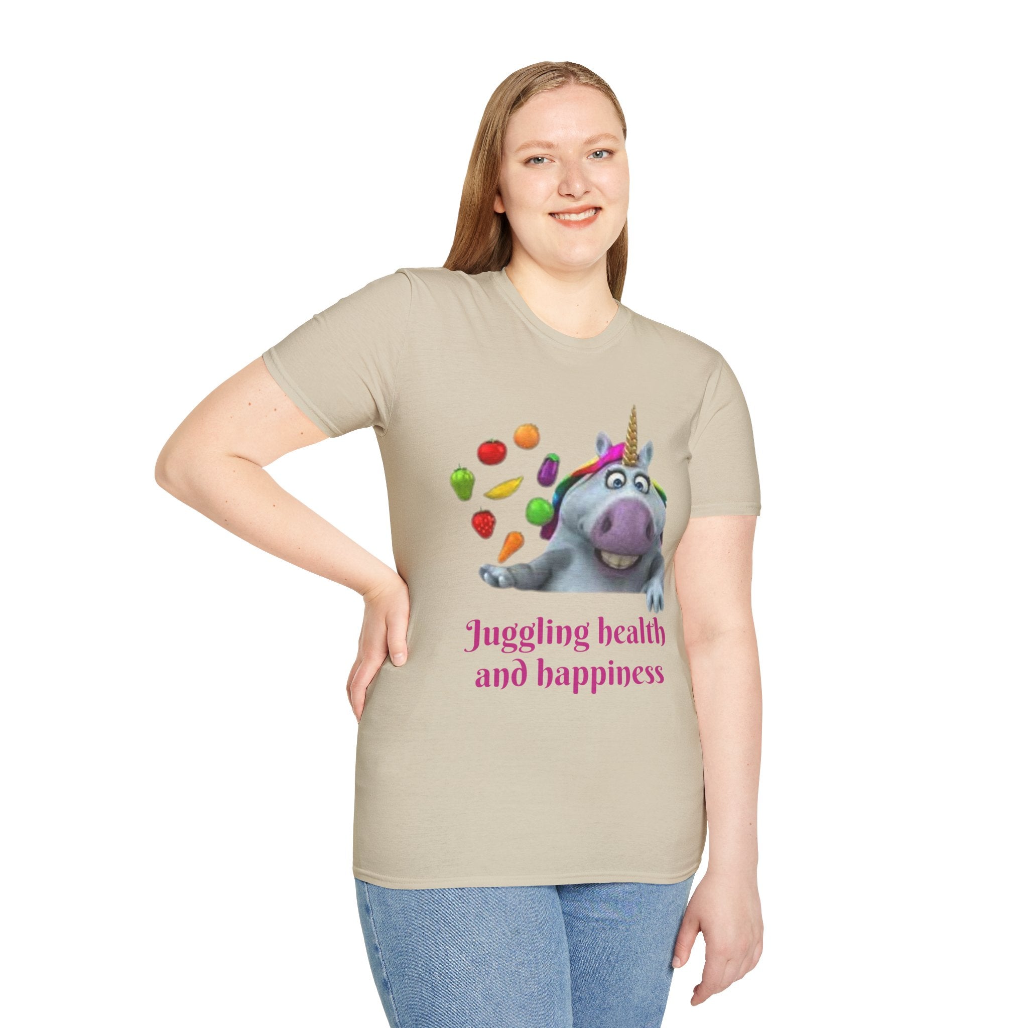 Juggling Health And Happiness Unicorn Unisex Softstyle T-Shirt