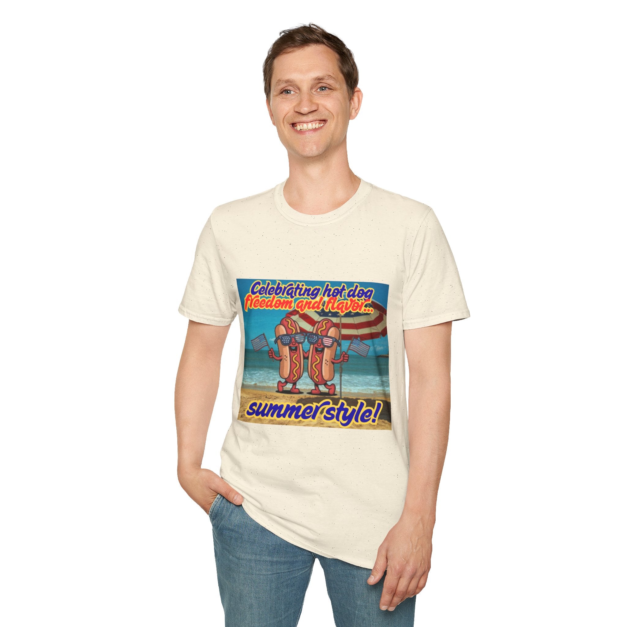 Celebrating Hot Dog Freedom And Flavor Summer Style! Unisex Softstyle T-Shirt