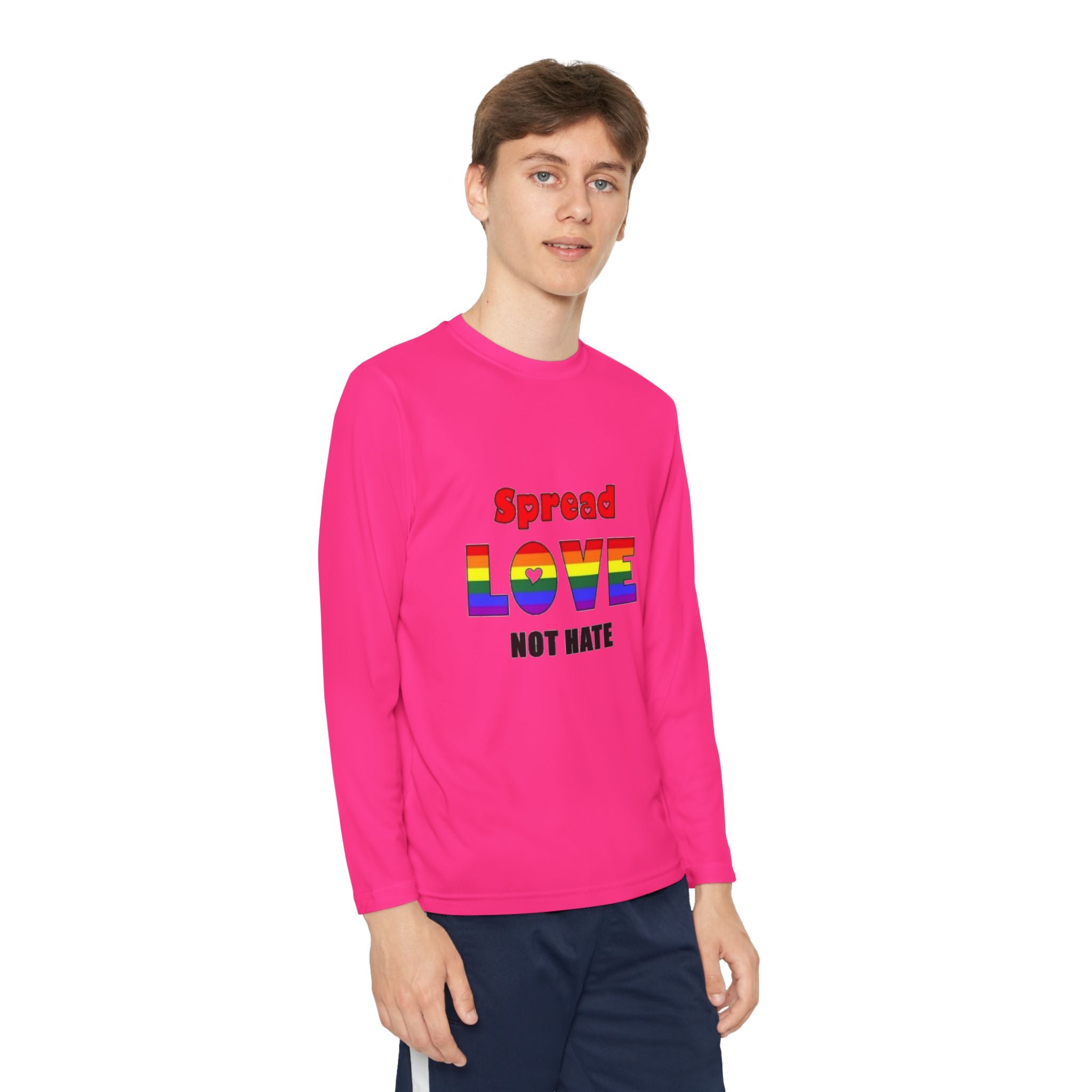 Spread Love Not Hate Youth Long Sleeve Competitor T-Shirt