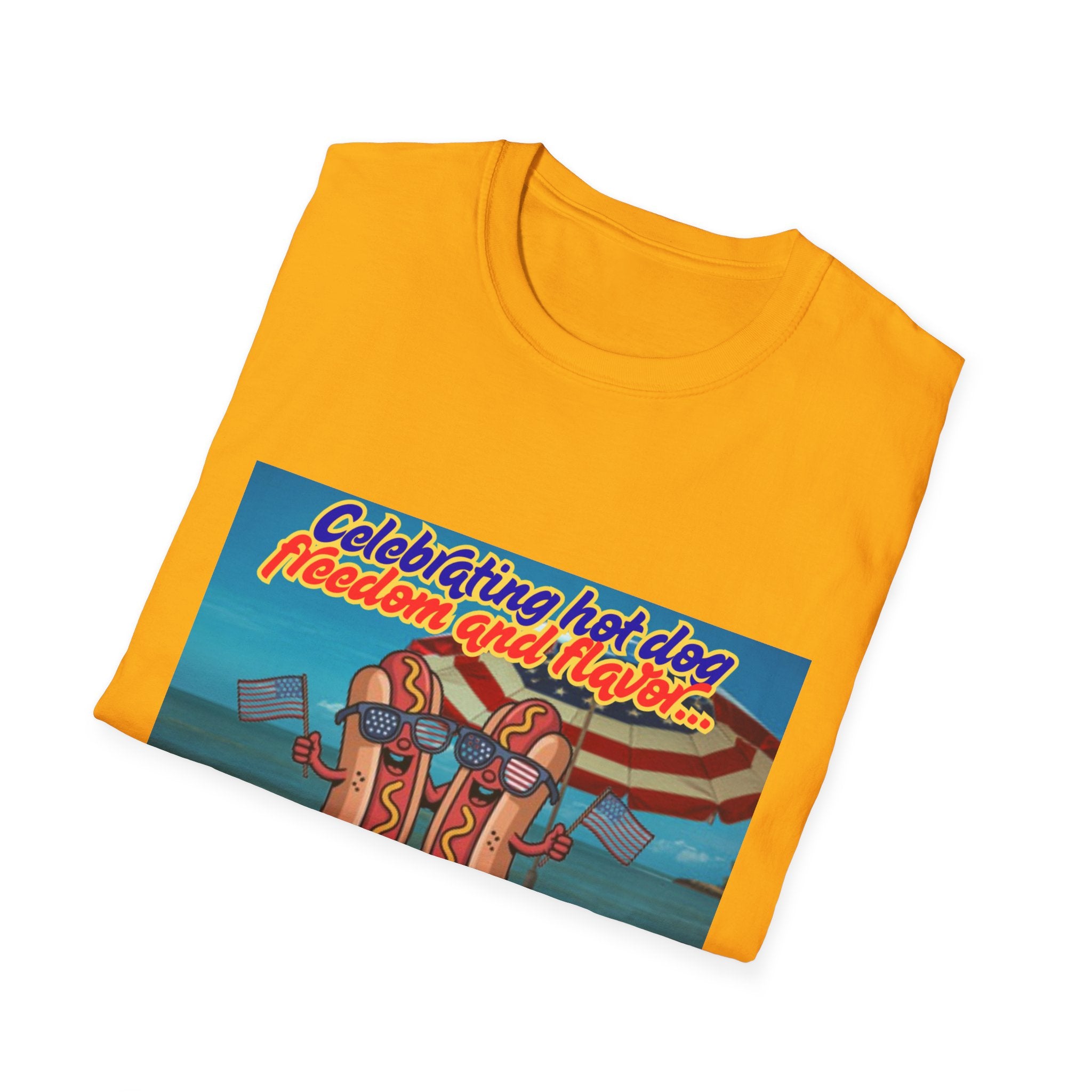 Celebrating Hot Dog Freedom And Flavor Summer Style! Unisex Softstyle T-Shirt