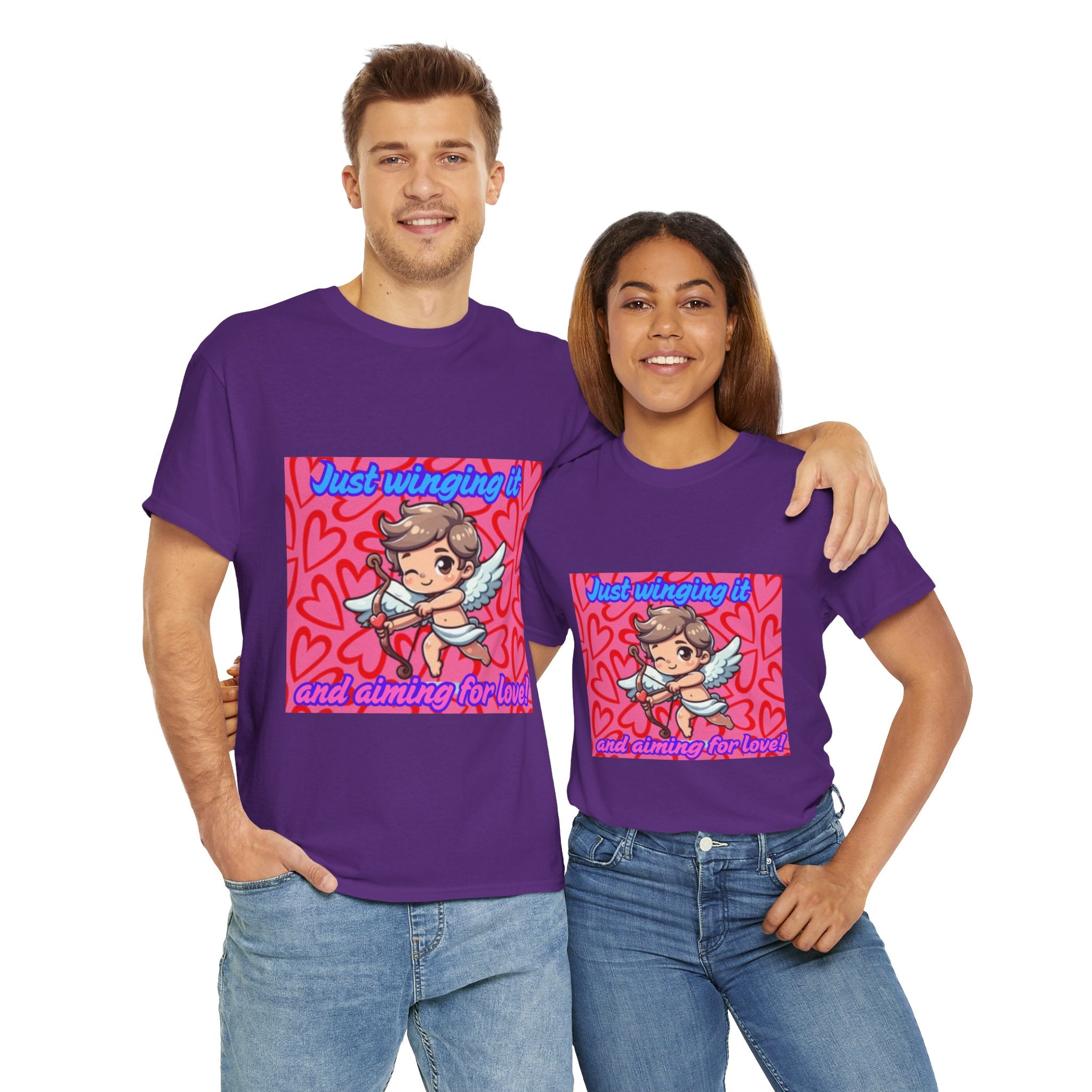 Just Winging It And Aiming For Love Unisex Heavy Cotton T-Shirt