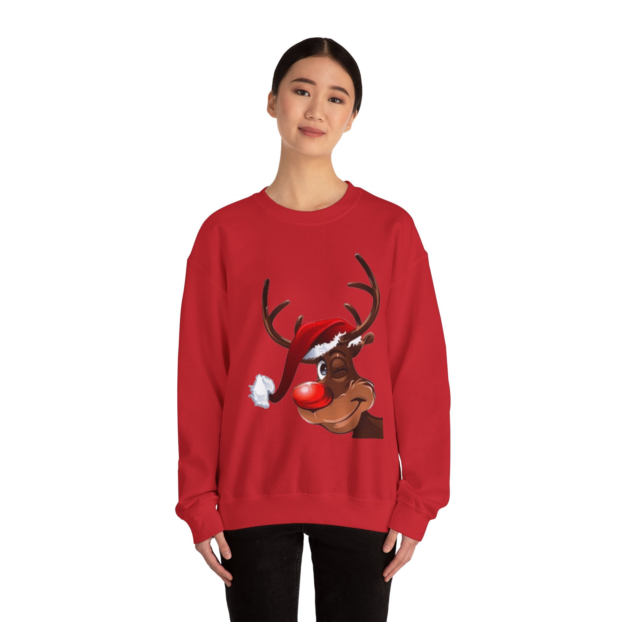 Festive Reindeer Unisex Heavy Blend™ Crewneck Sweatshirt