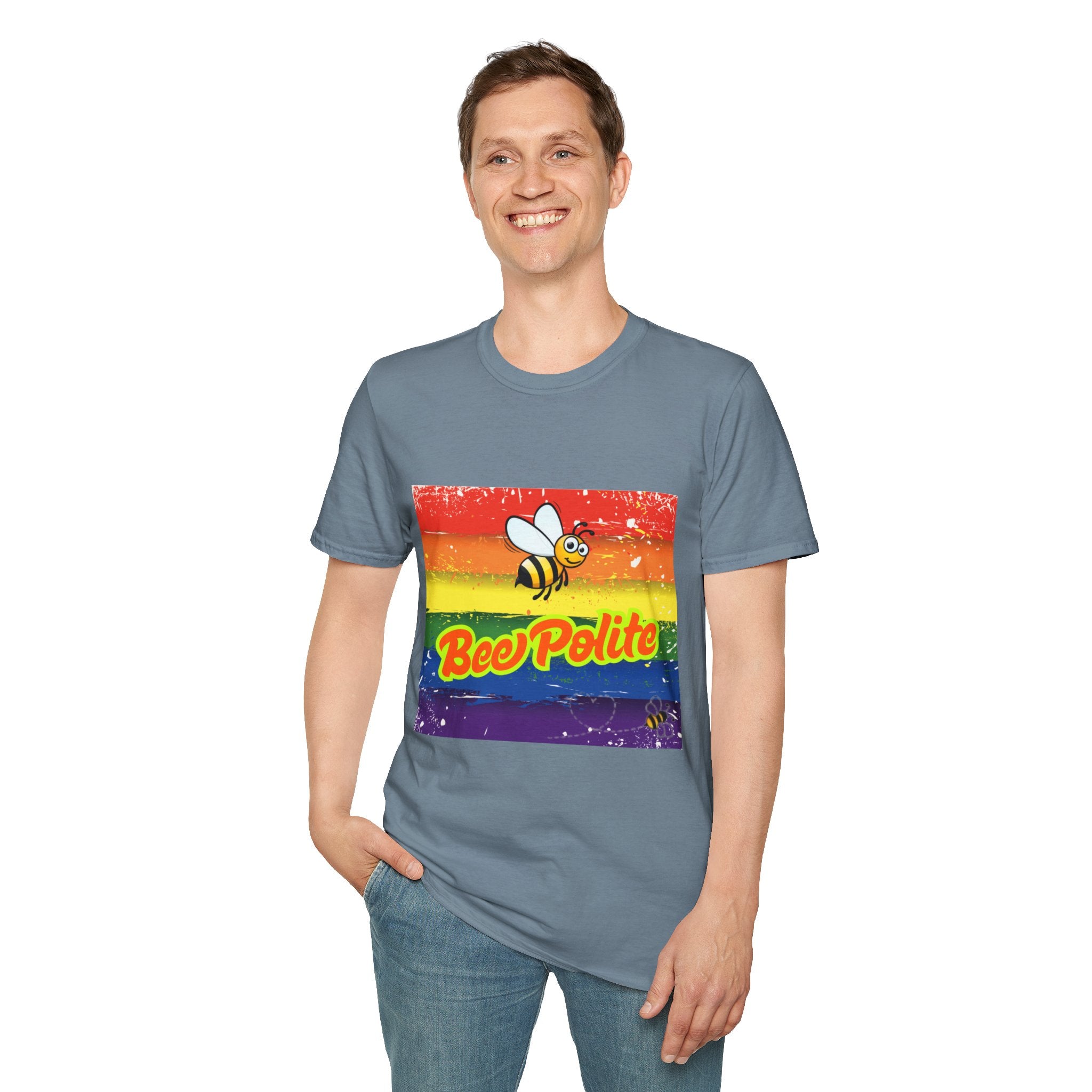Bee Polite Rainbow Unisex Softstyle T-Shirt