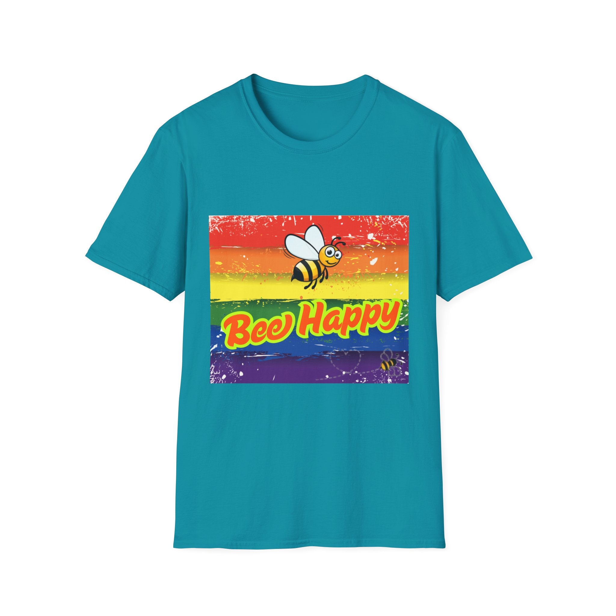 Bee Happy Rainbow Unisex Softstyle T-Shirt
