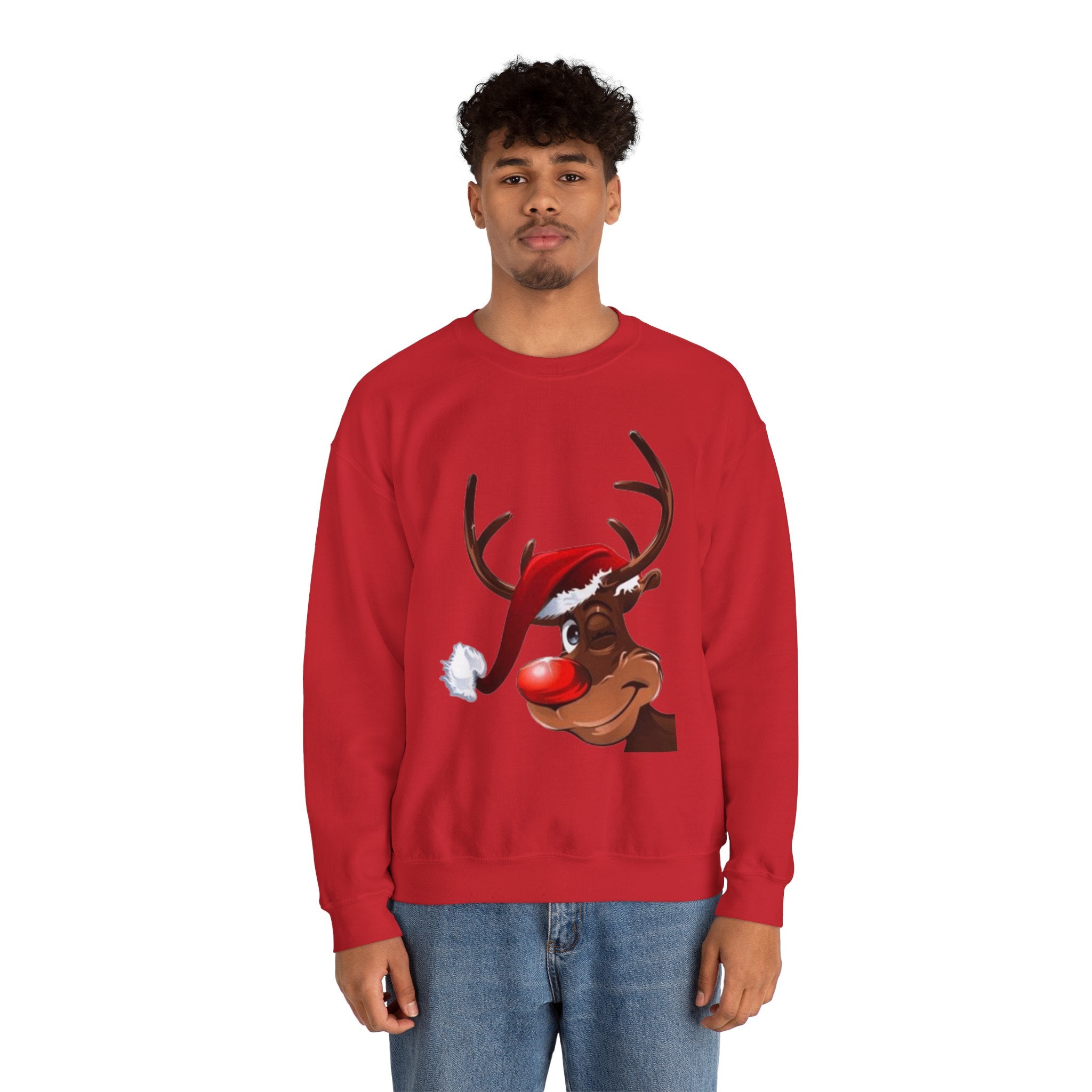 Festive Reindeer Unisex Heavy Blend™ Crewneck Sweatshirt