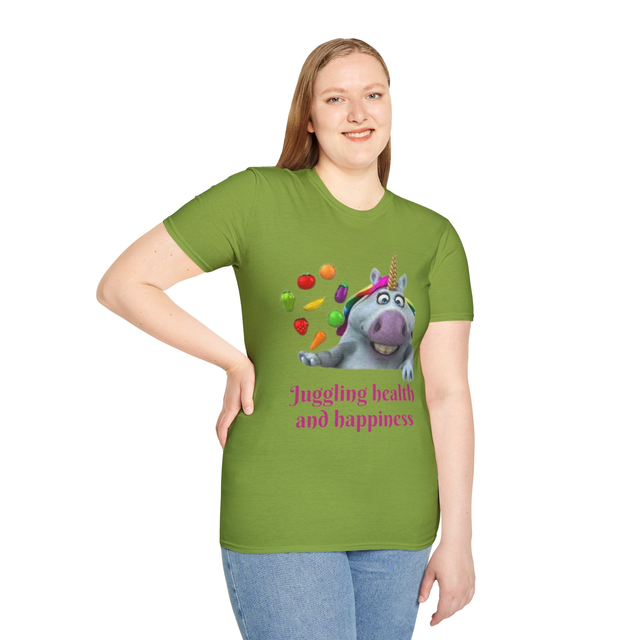 Juggling Health And Happiness Unicorn Unisex Softstyle T-Shirt