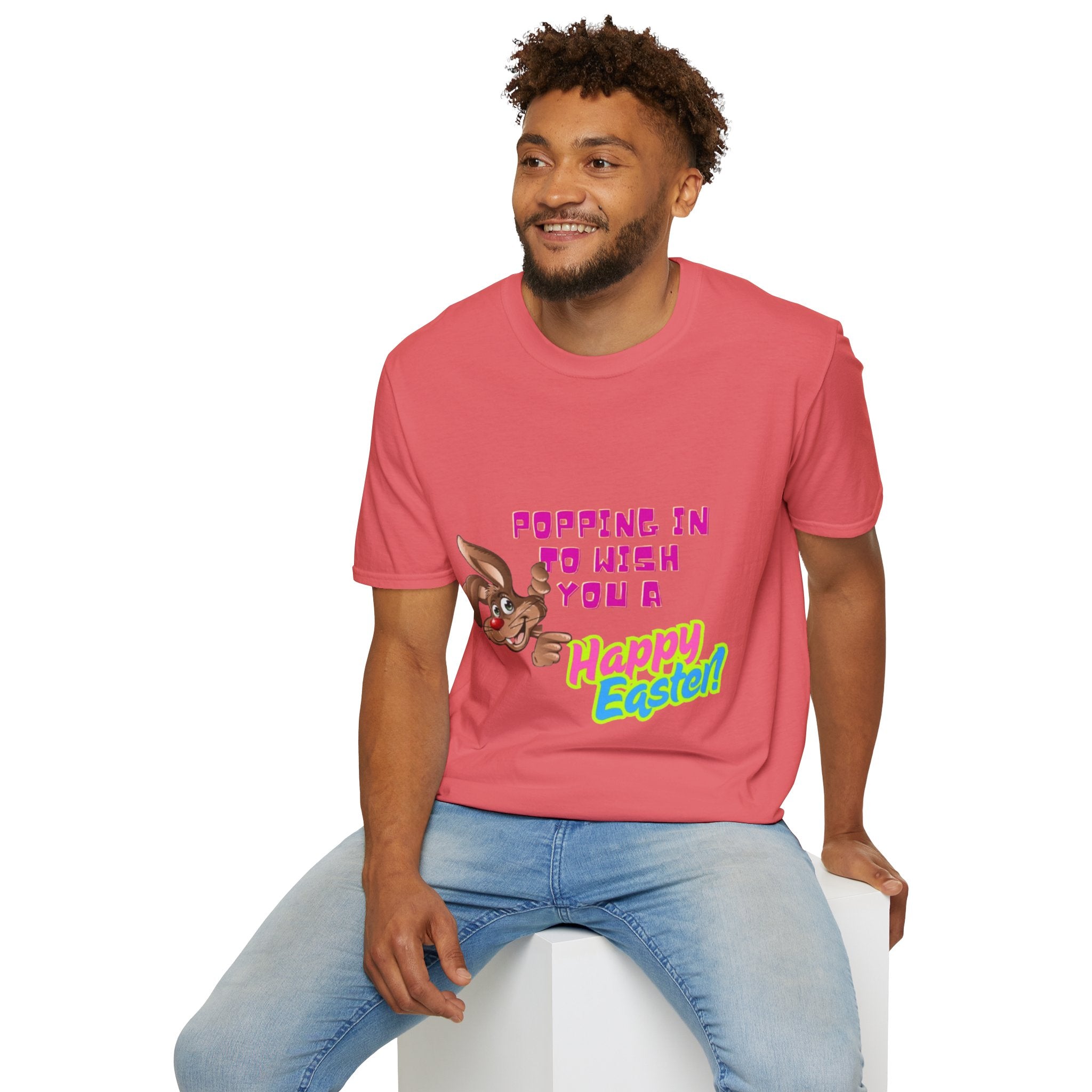 Popping In To Wish You A Happy Easter Bunny Unisex Softstyle T-Shirt