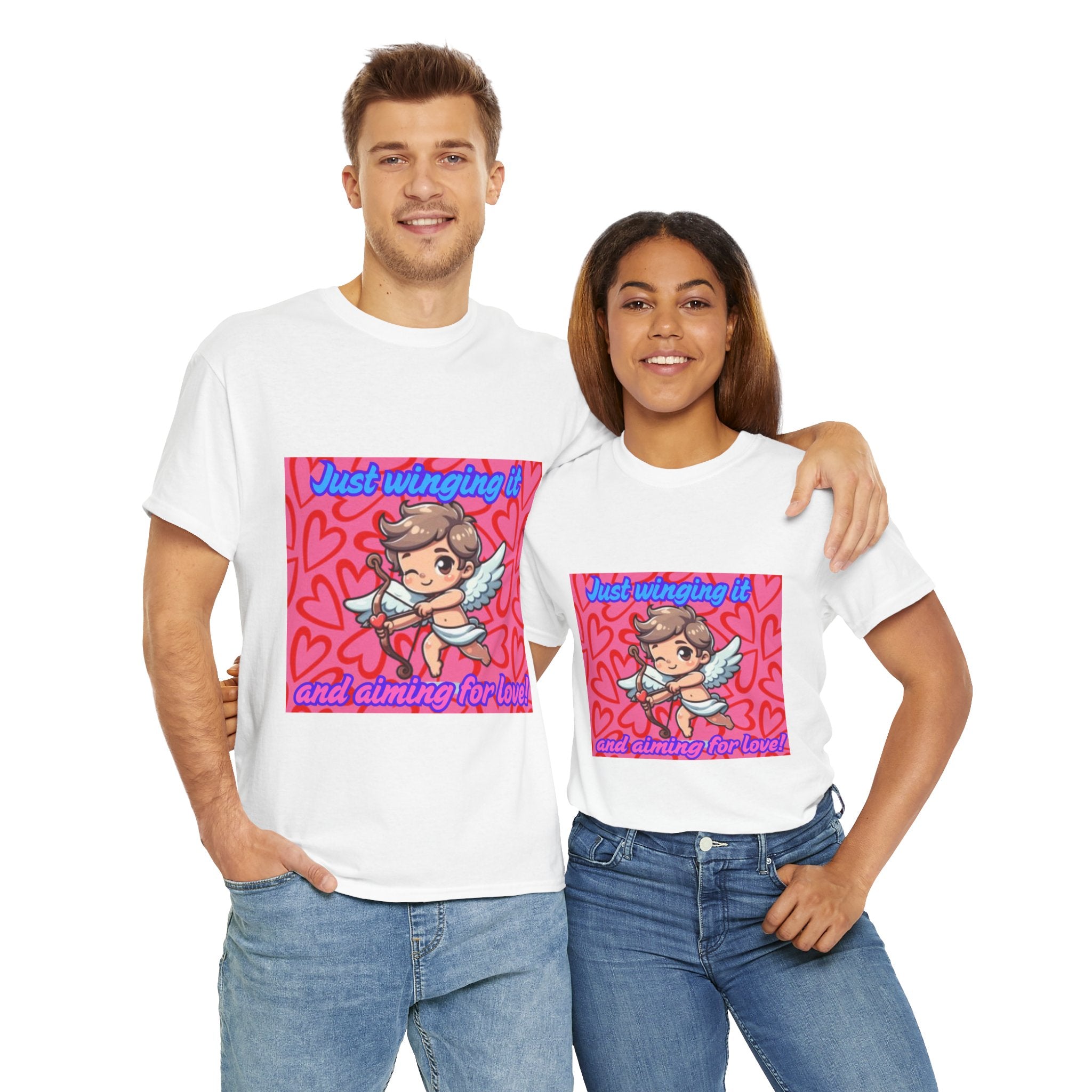 Just Winging It And Aiming For Love Unisex Heavy Cotton T-Shirt