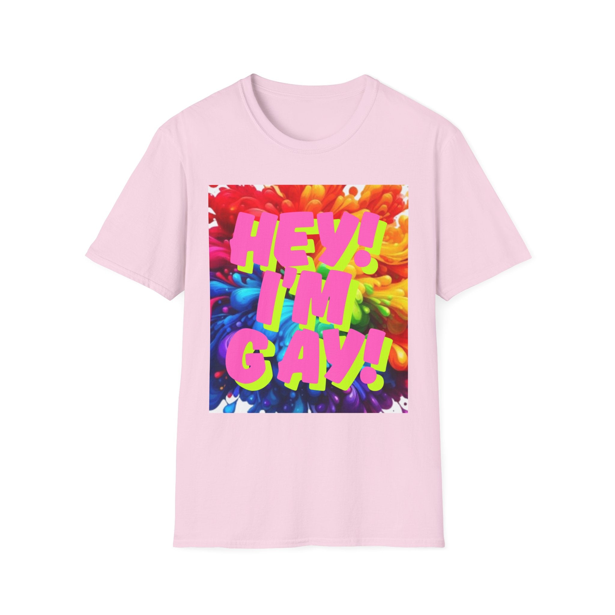 Hey I'm Gay! Heart Unisex Softstyle T-Shirt
