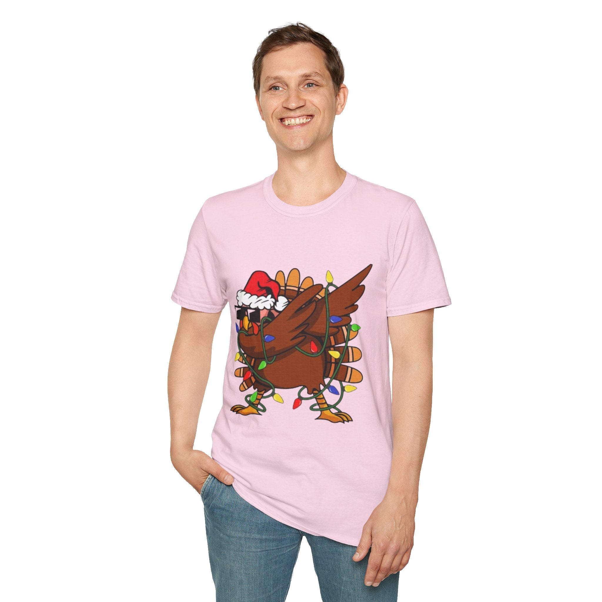 Dabbing Christmas Turkey Unisex Softstyle T-Shirt