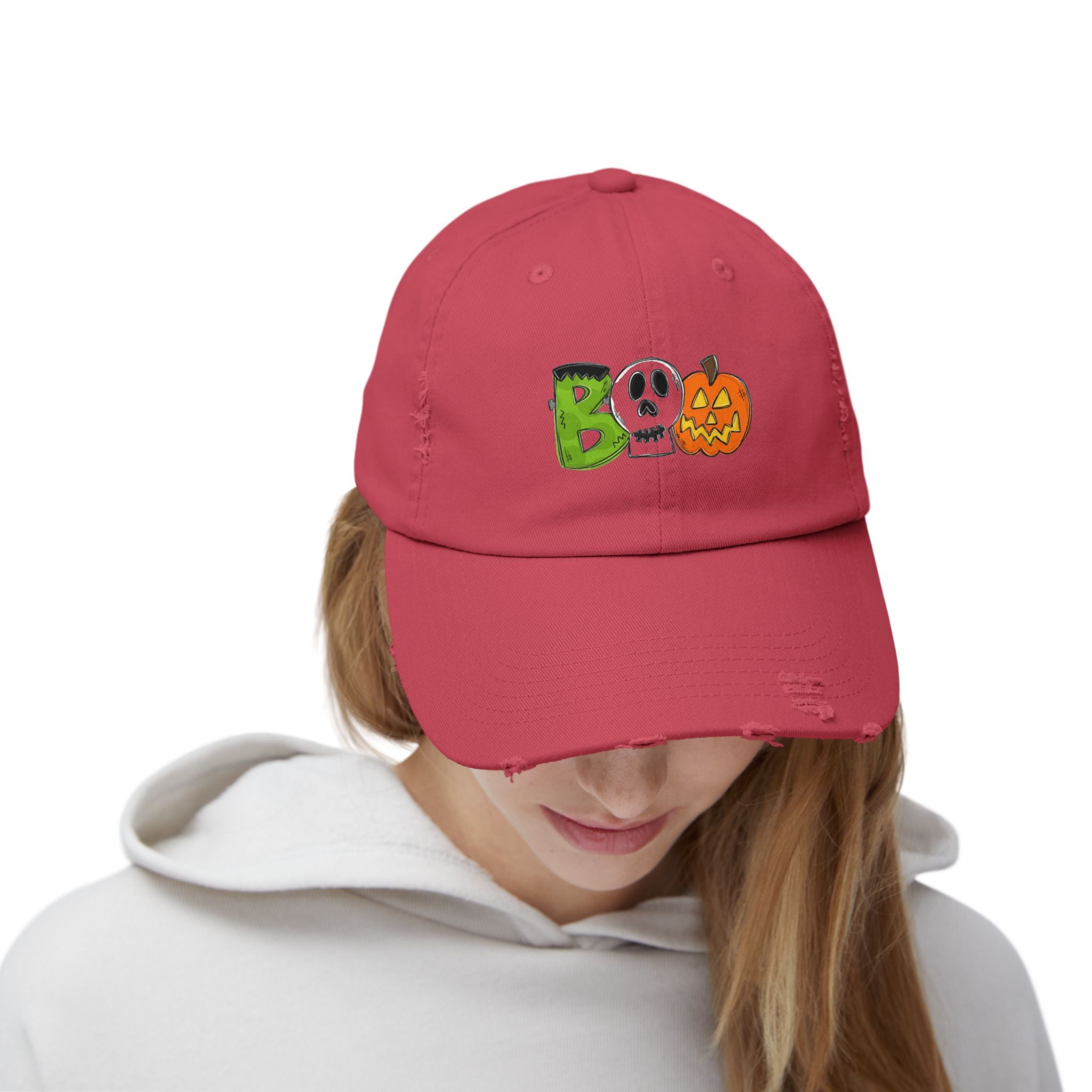 Halloween BOO Unisex Distressed Cap