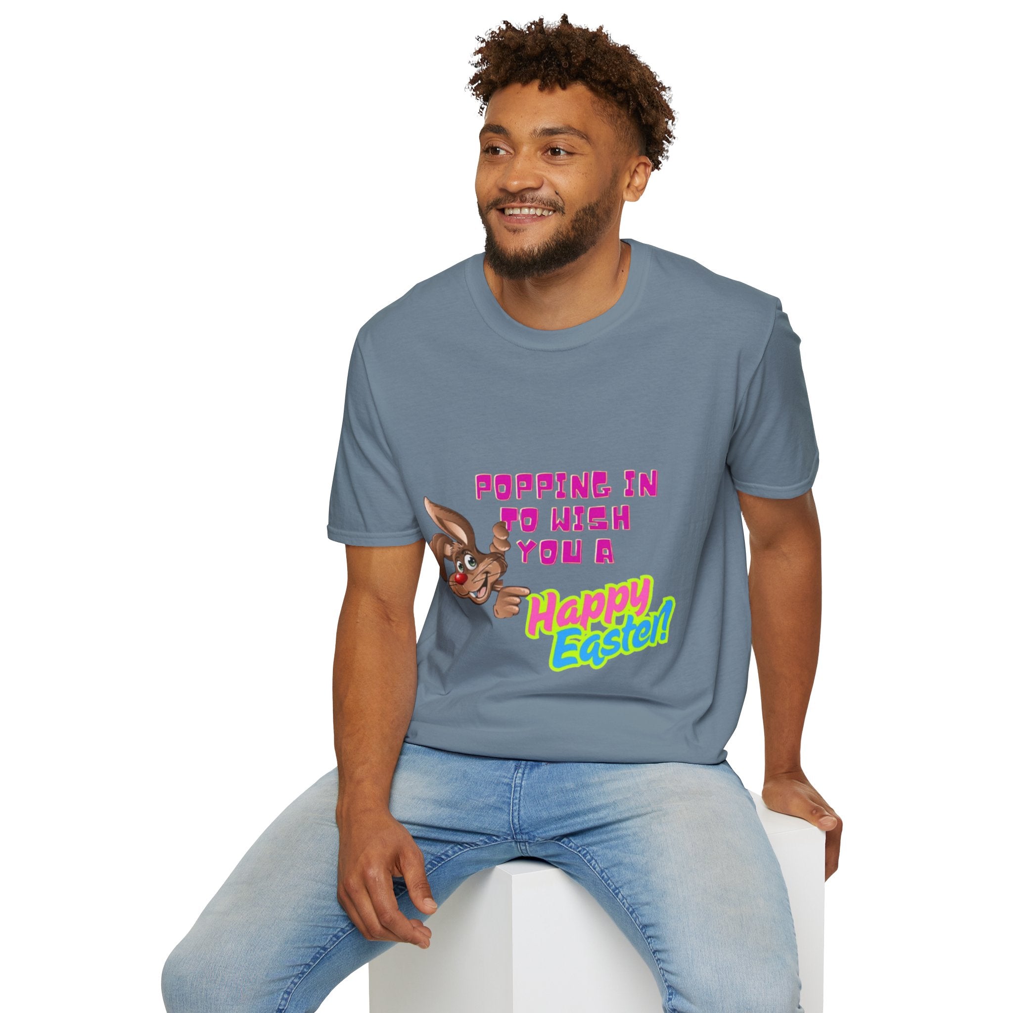 Popping In To Wish You A Happy Easter Bunny Unisex Softstyle T-Shirt