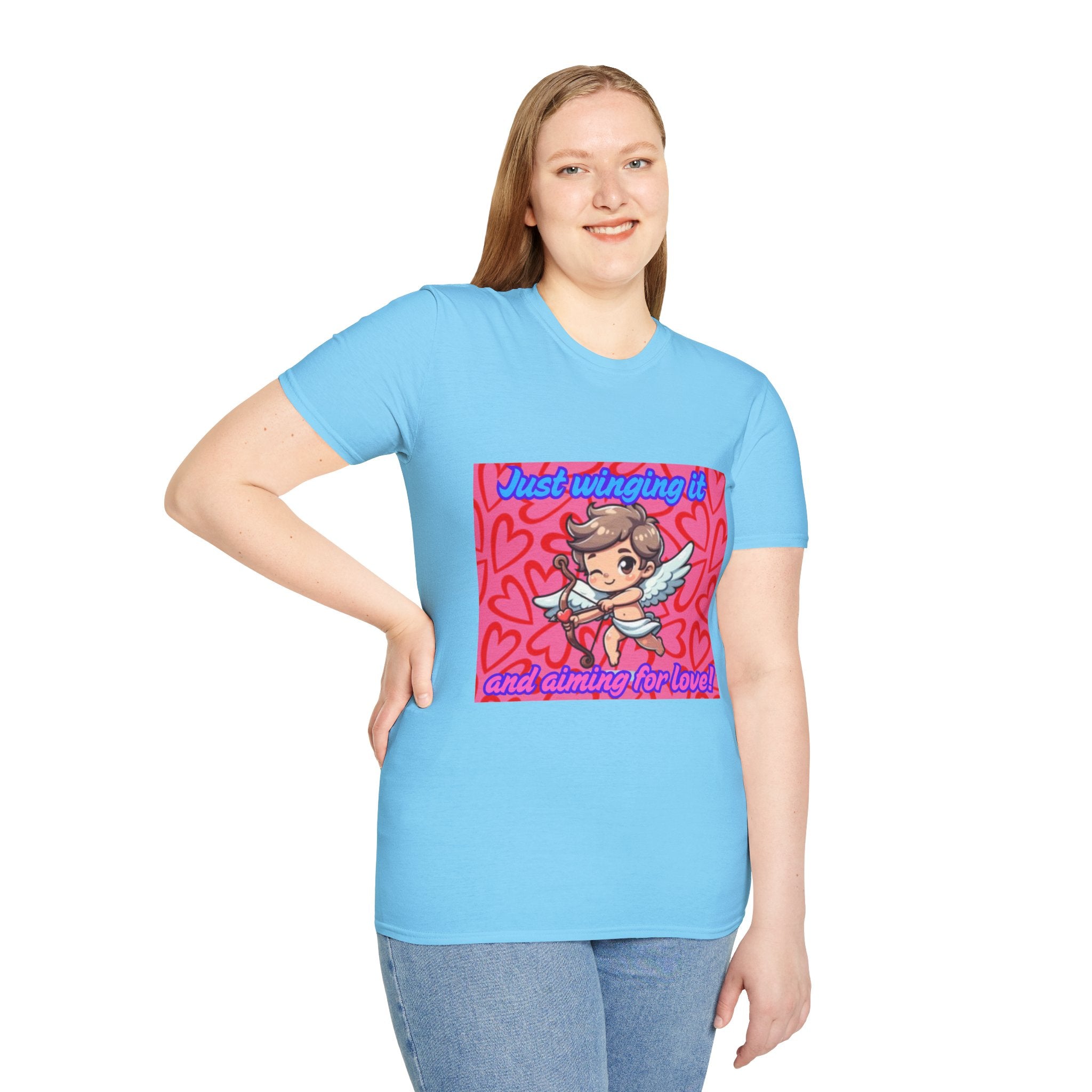 Just Winging It And Aiming For Love Unisex Softstyle T-Shirt