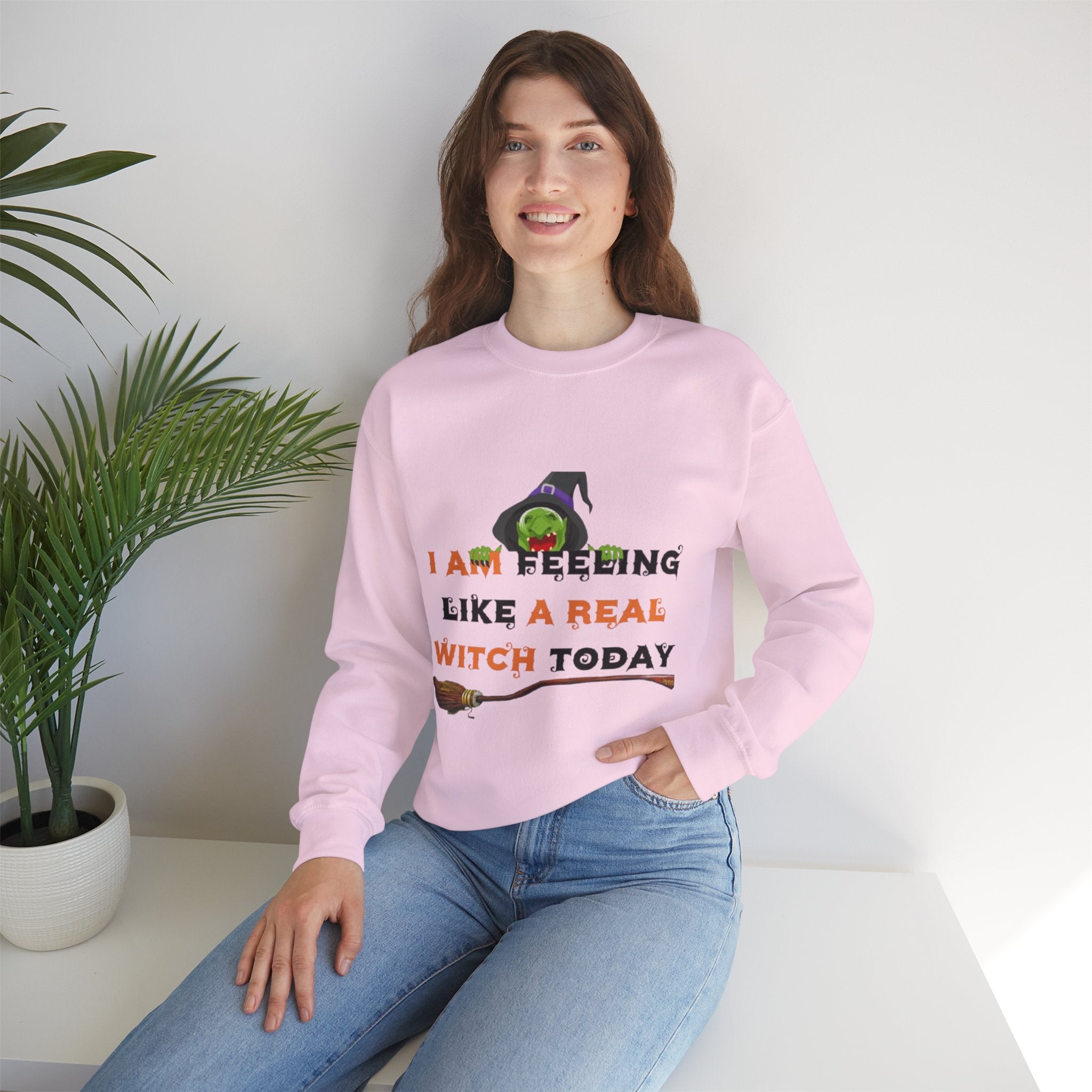 I Am Feeling Like A Real Witch Today Unisex Heavy Blend™ Crewneck Sweatshirt