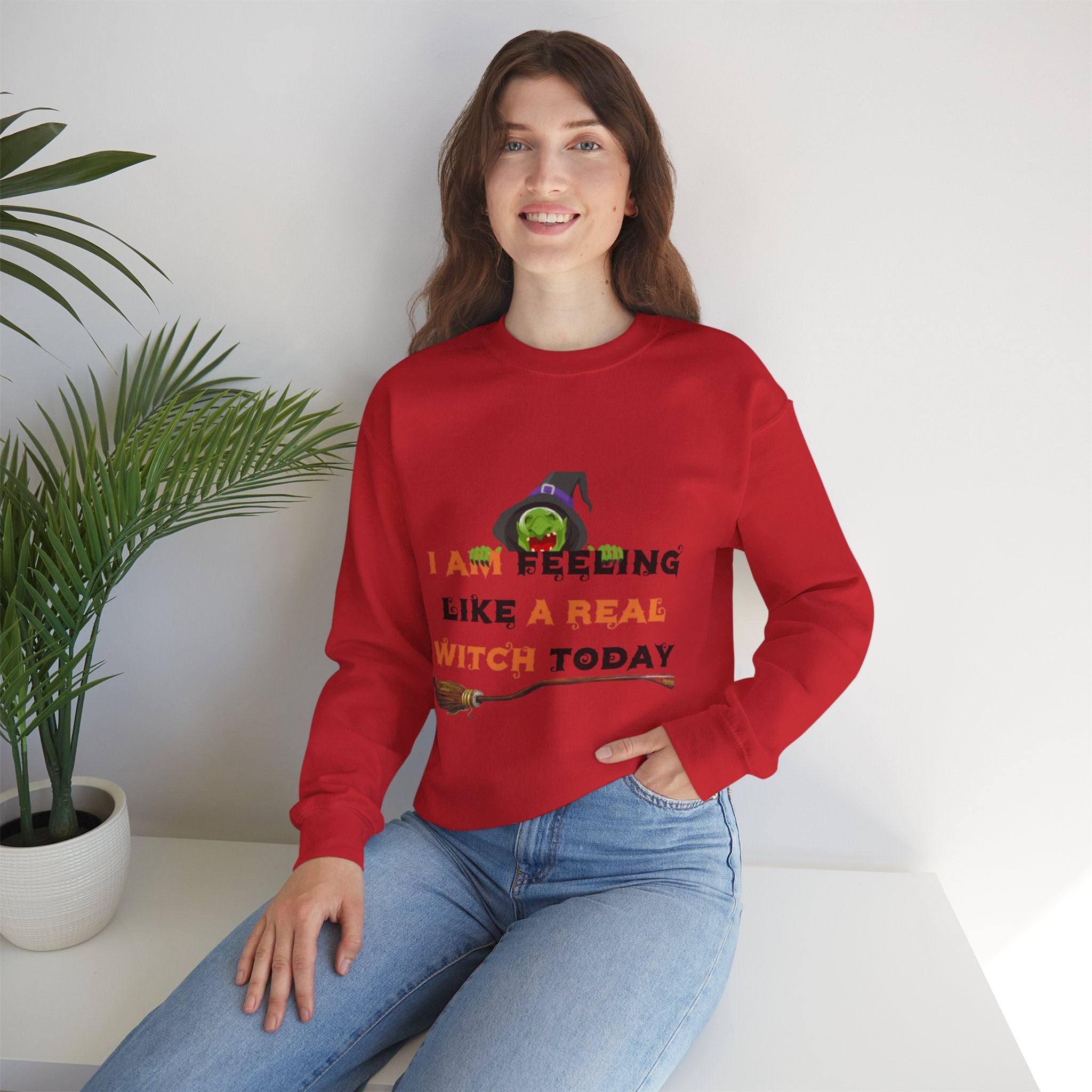 I Am Feeling Like A Real Witch Today Unisex Heavy Blend™ Crewneck Sweatshirt