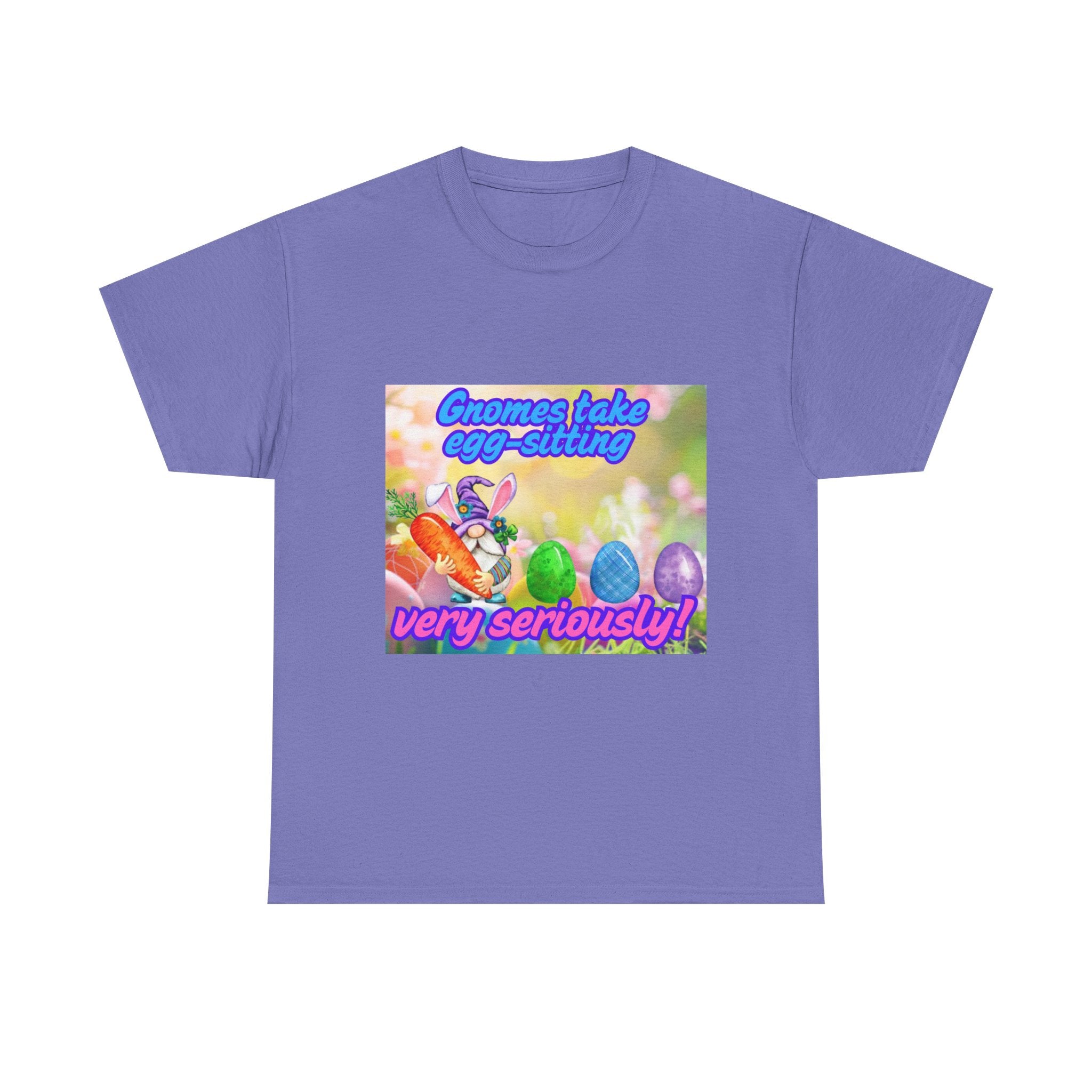 Gnomes Take Egg-Sitting Very Seriously Unisex Heavy Cotton T-Shirt