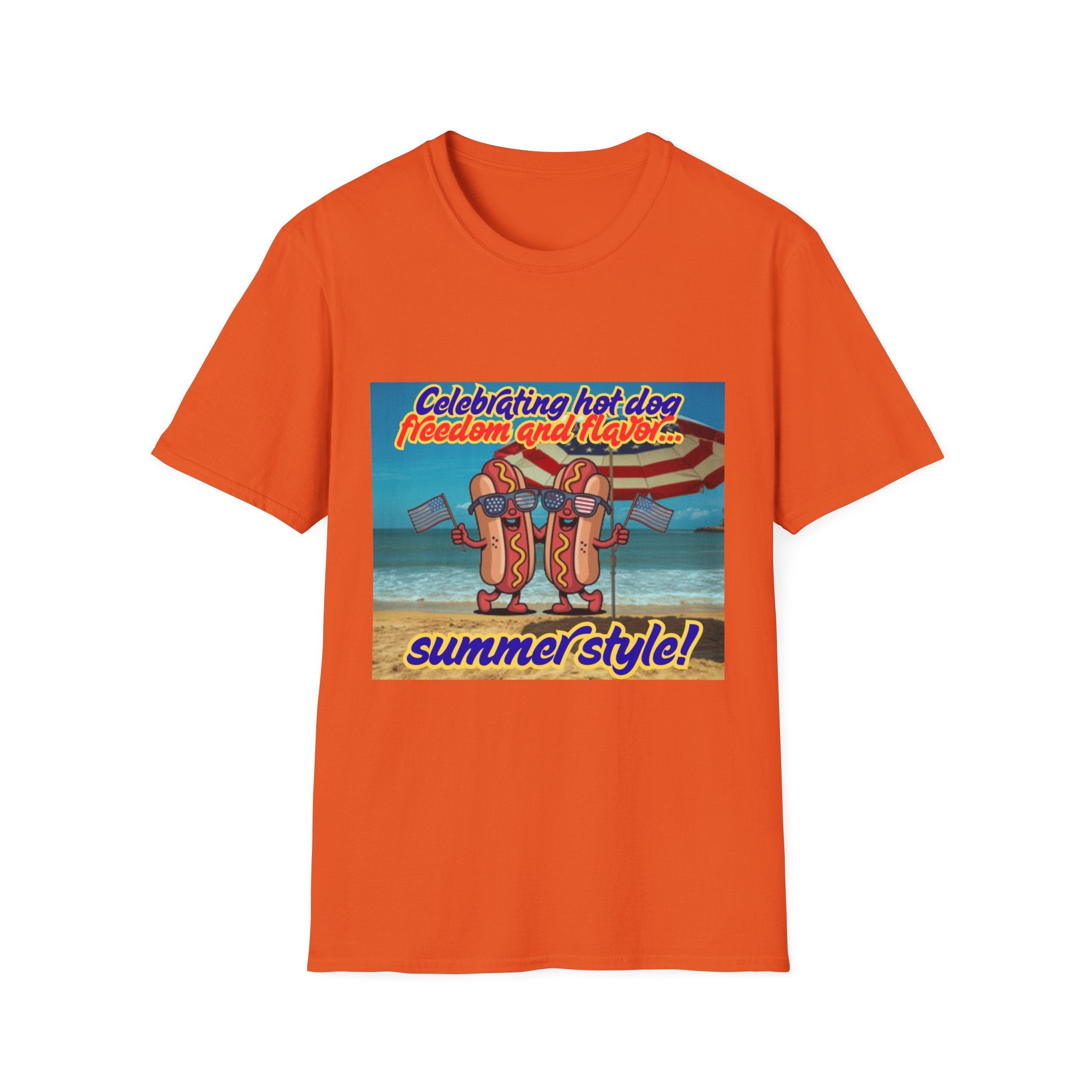 Celebrating Hot Dog Freedom And Flavor Summer Style! Unisex Softstyle T-Shirt