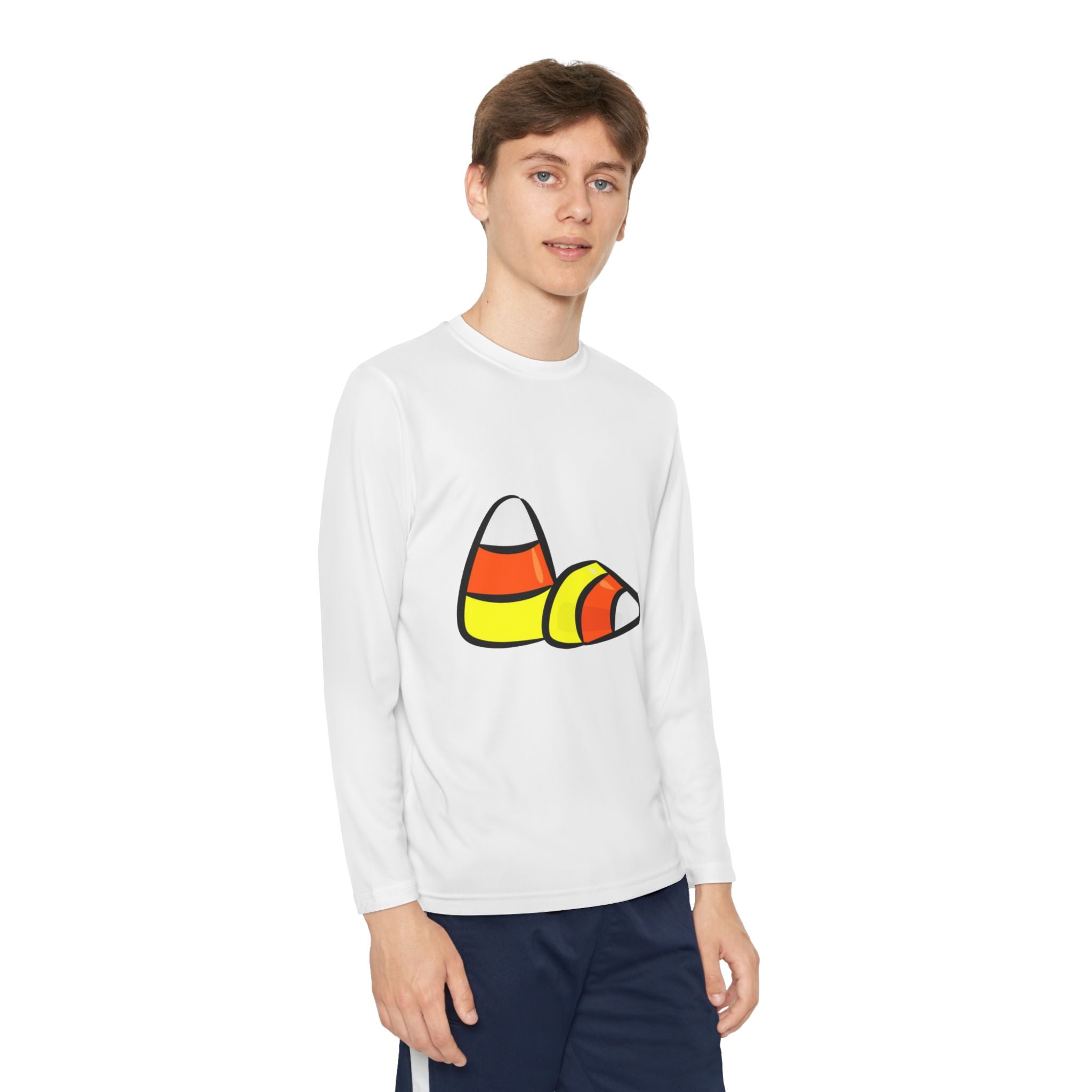 Halloween Candy Corn Youth Long Sleeve Competitor T-Shirt