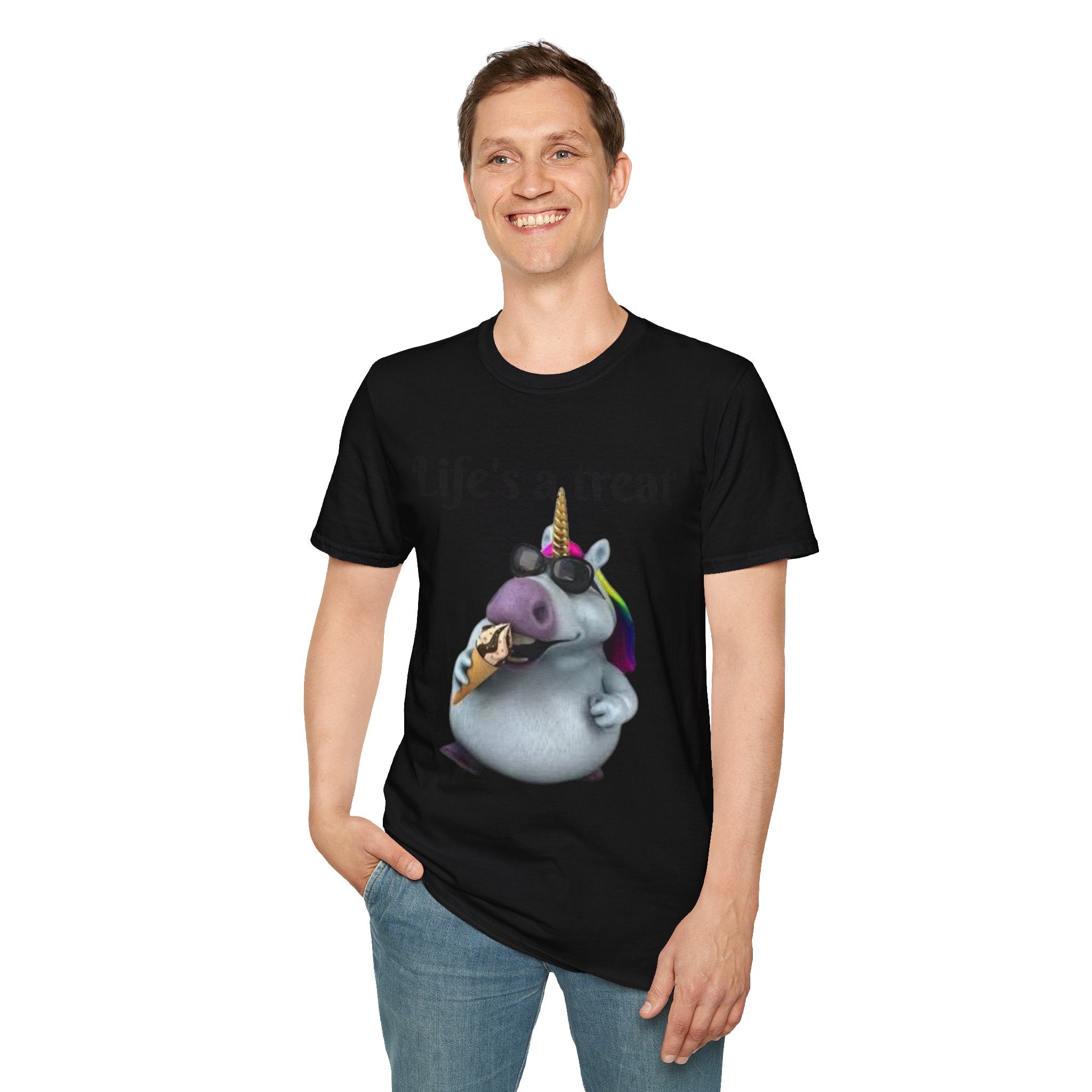 Life's A Treat Unicorn Unisex Softstyle T-Shirt